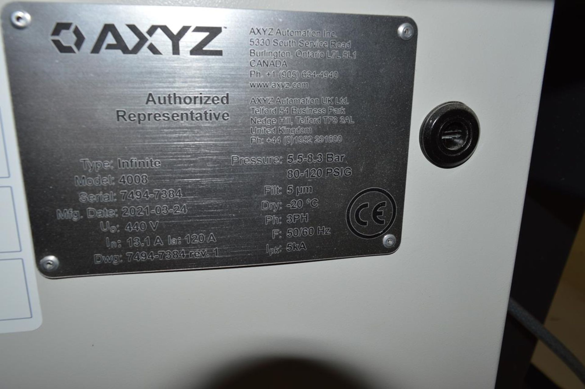 AXYZ, Infinate 4008ATC 3D router, 2m x 1.5m approx. table size, Serial No. 7494-7384 (DOM: 2021) - Image 7 of 7