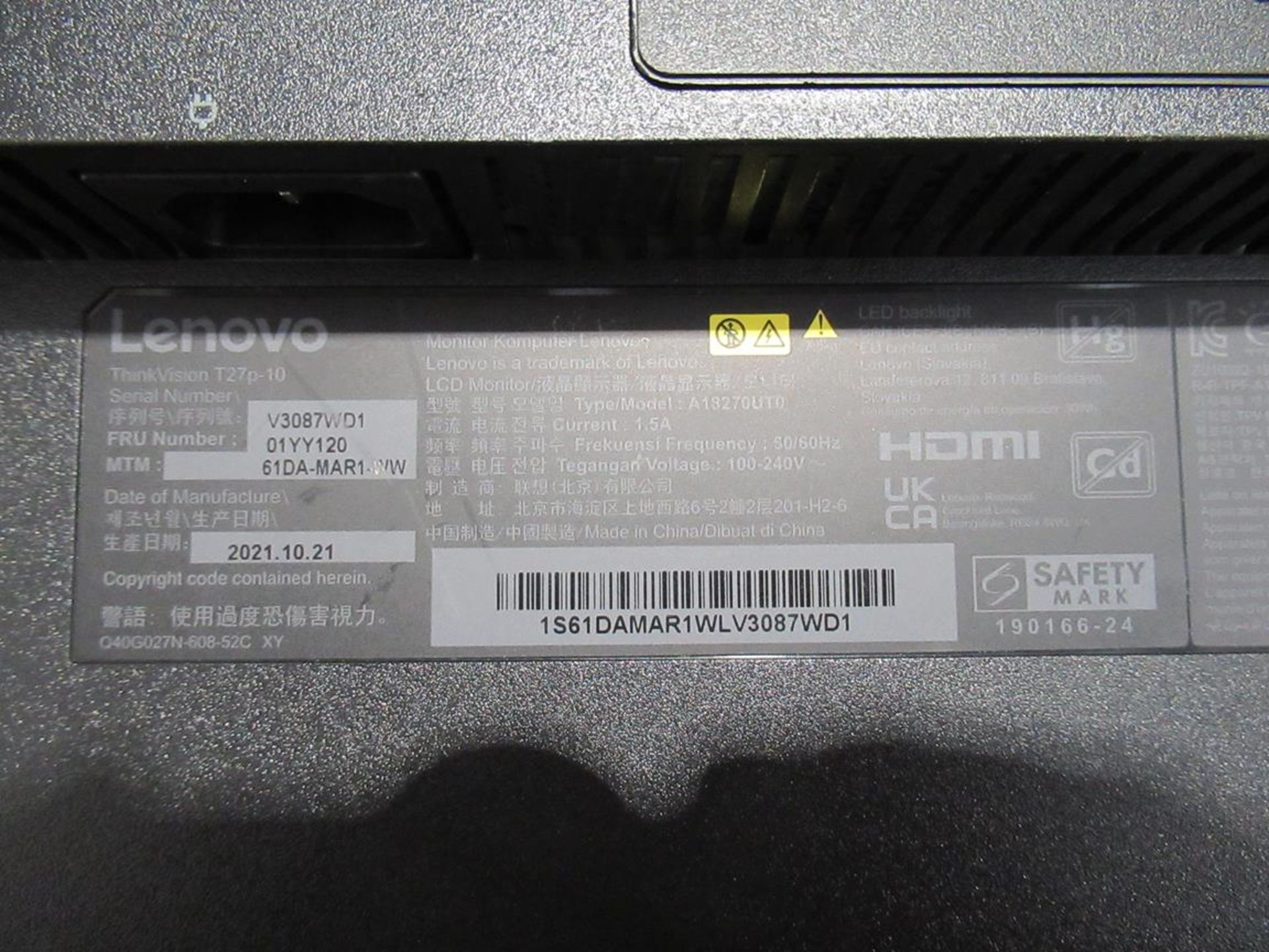 9x (no.) Lenovo, Thinkvision T27P LCD monitor - Image 9 of 15