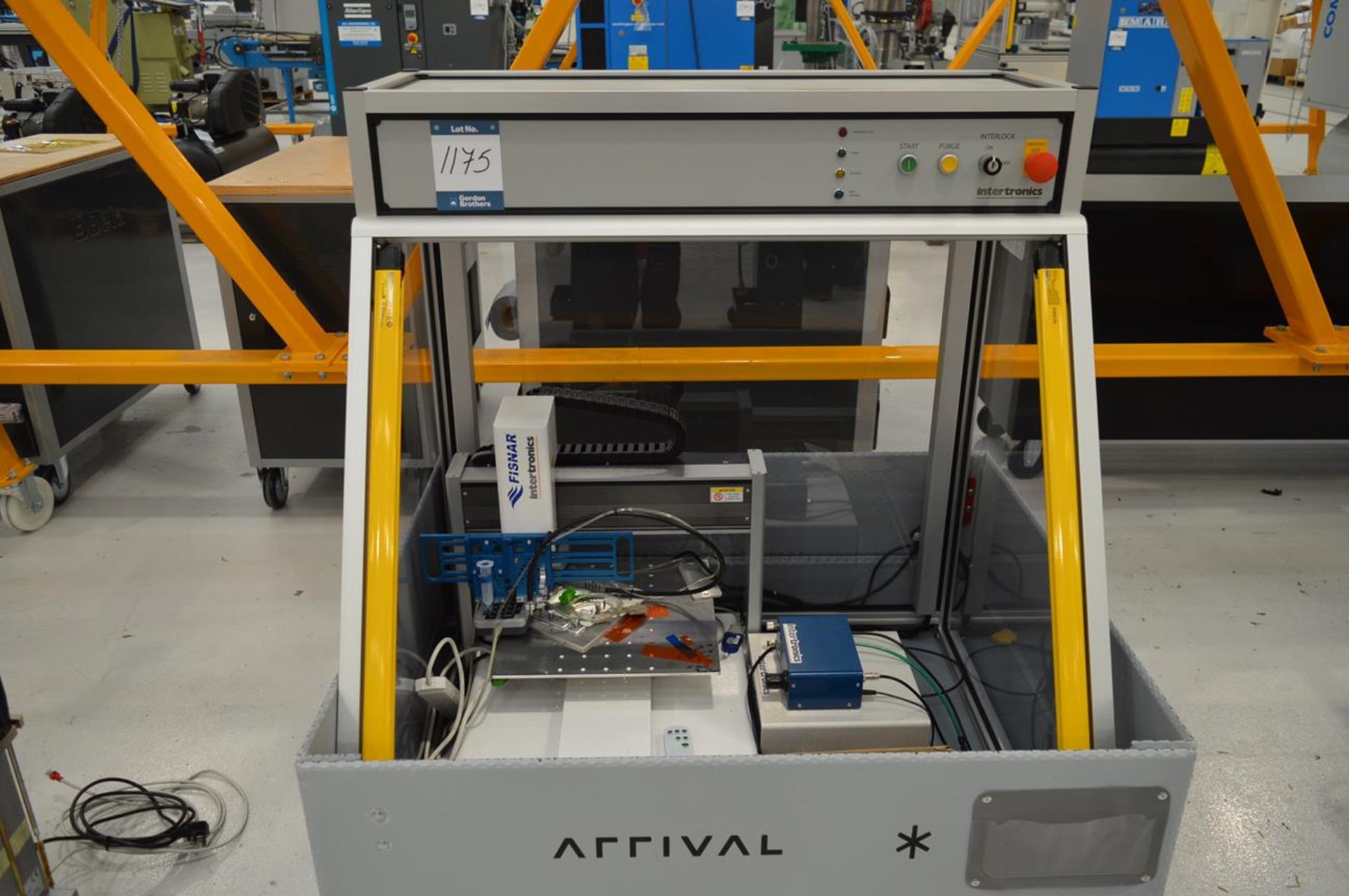 Fisnar , F4403N Advance three axis robotic dispensing system in Intertonics cabinet with remote cont