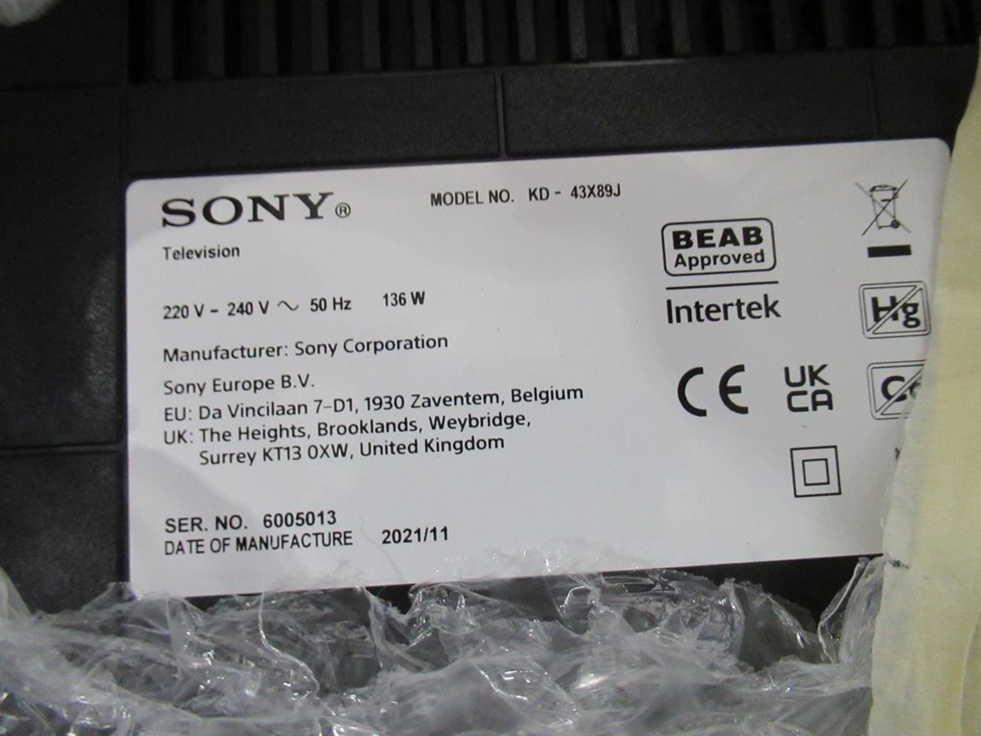Sony, KD-43X89J 43" television - Image 3 of 4