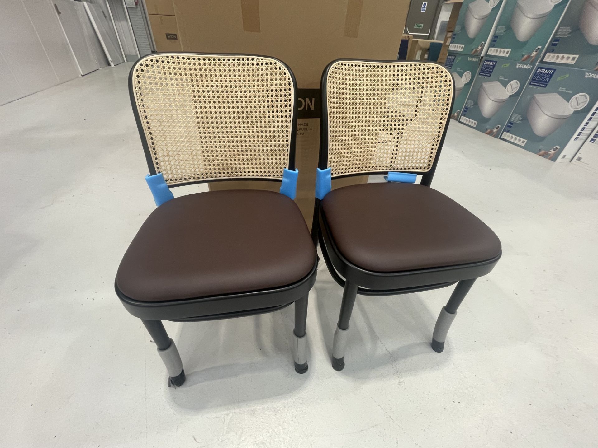 4x (no.) tan rattan back chairs