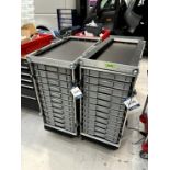 2x (no.) mobile flight cases with Basicline 30, multi-drawer storage including consumables contents