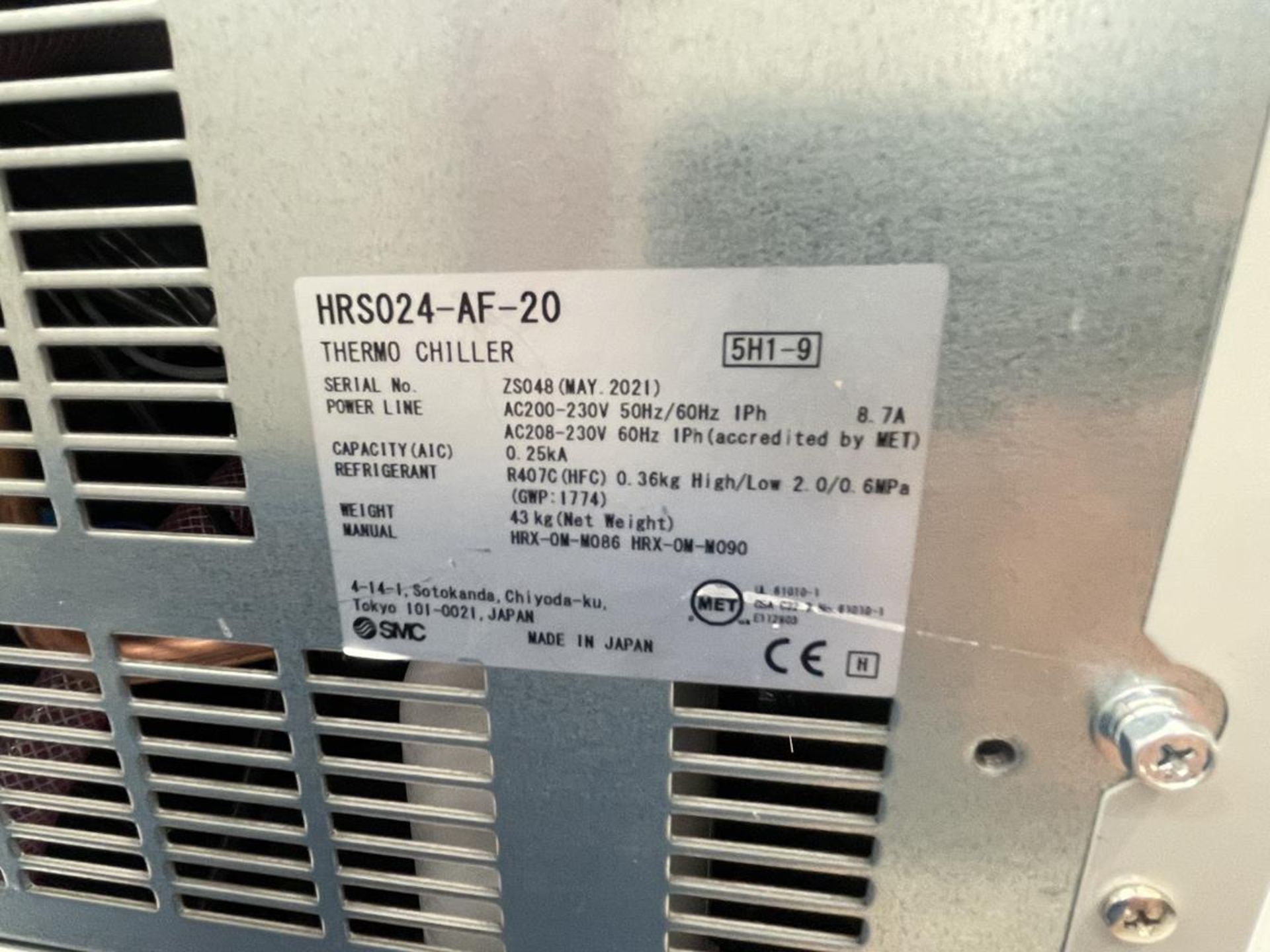 SCM S&A, HRS024-AF-20 thermo chiller, Serial No. ZS048 (DOM: 2022) - Image 3 of 3