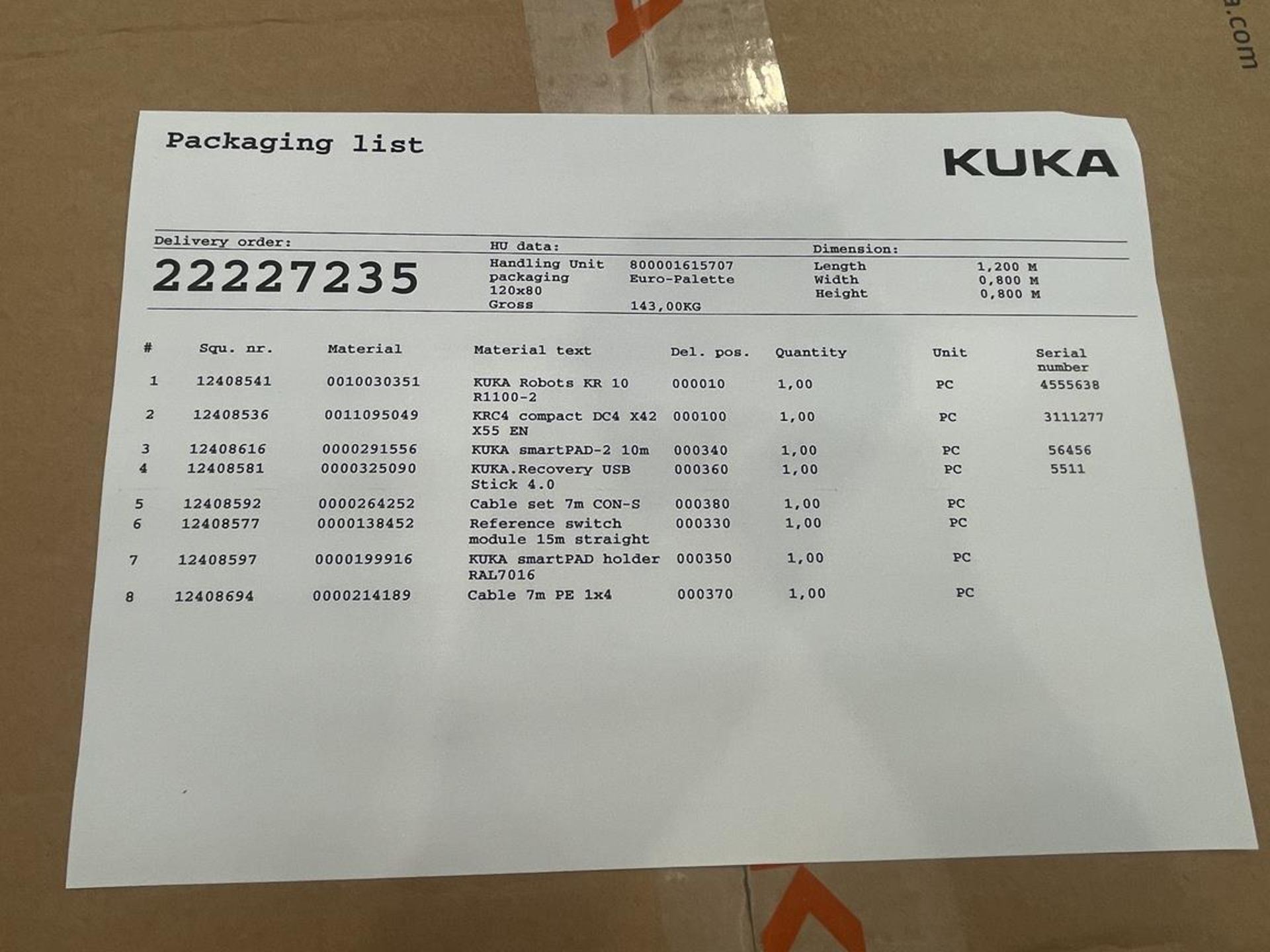 Kuka, KR10-R1100-2 six axis robot set comprising Kuka robot, KRC4 compact controller, Smart pad, cab - Image 4 of 4