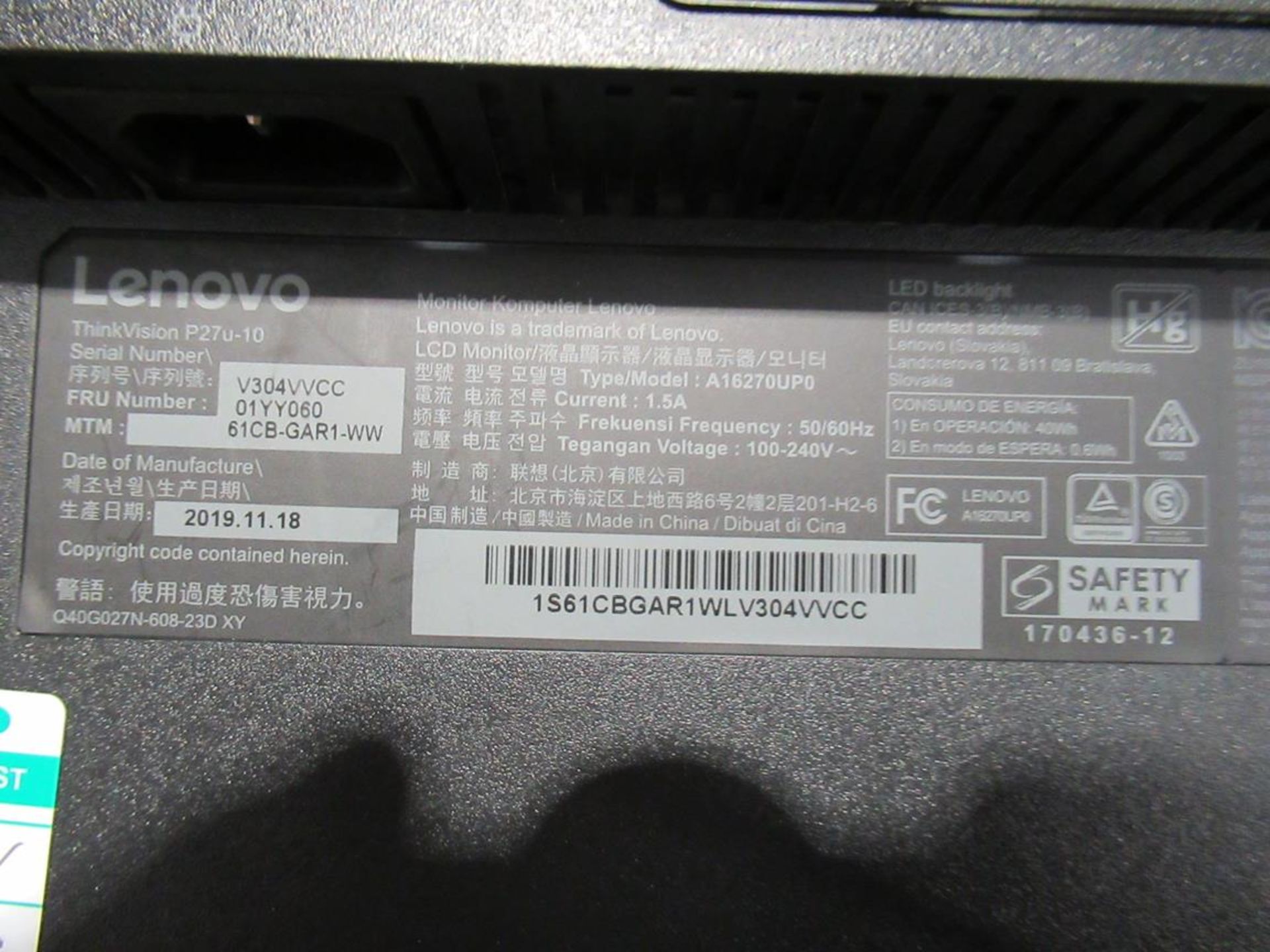 9x (no.) Lenovo, Thinkvision T27P LCD monitor - Image 5 of 14
