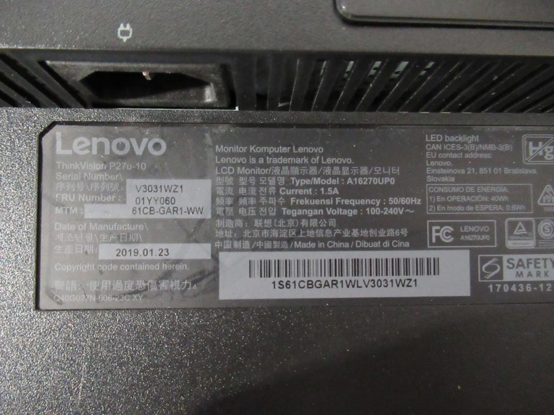 9x (no.) Lenovo, Thinkvision T27P LCD monitor - Image 12 of 15