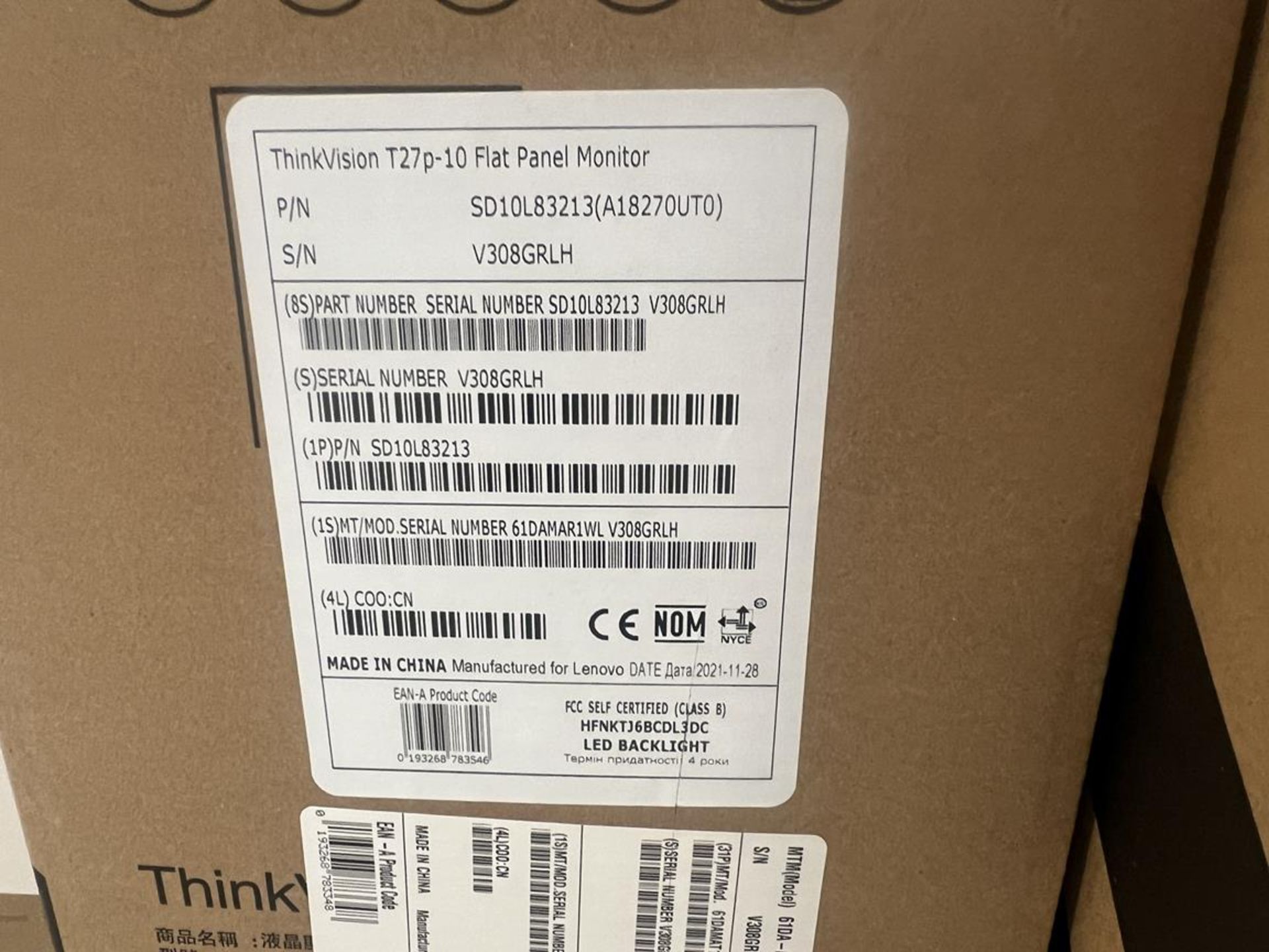 4x (no.) Lenovo, Thinkvision T27P-10 flat panel monitor (boxed) - Image 3 of 5