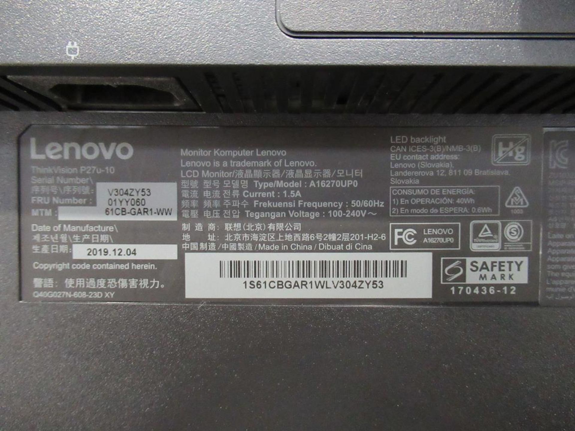 9x (no.) Lenovo, Thinkvision T27P LCD monitor - Image 9 of 14