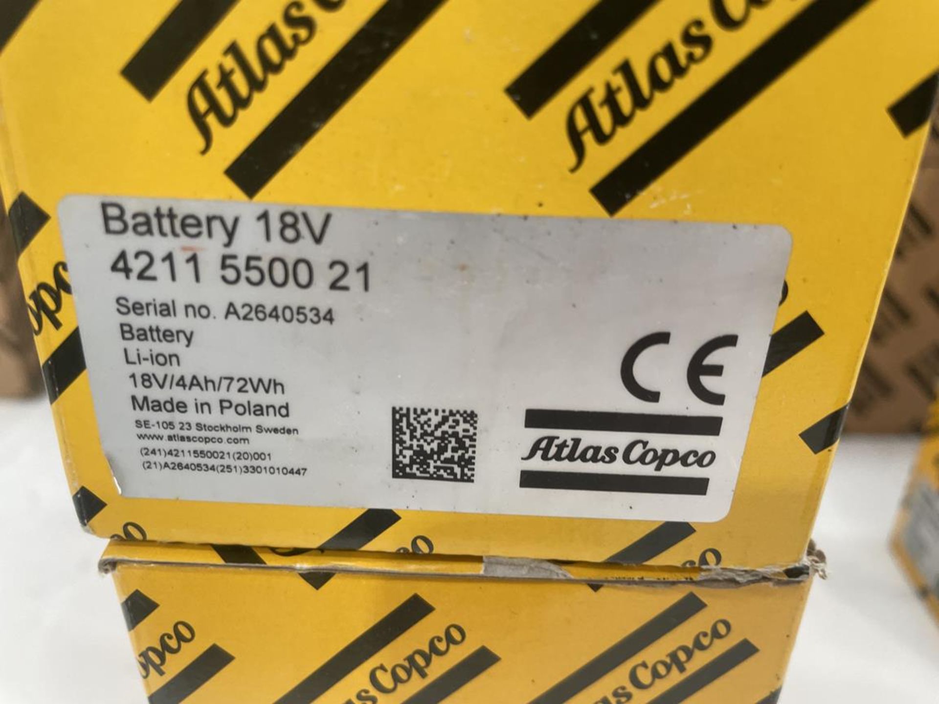 3x (no.) Atlas Copco, 4211 5500 22 batteries, 18v (boxed and unused) - Image 4 of 4