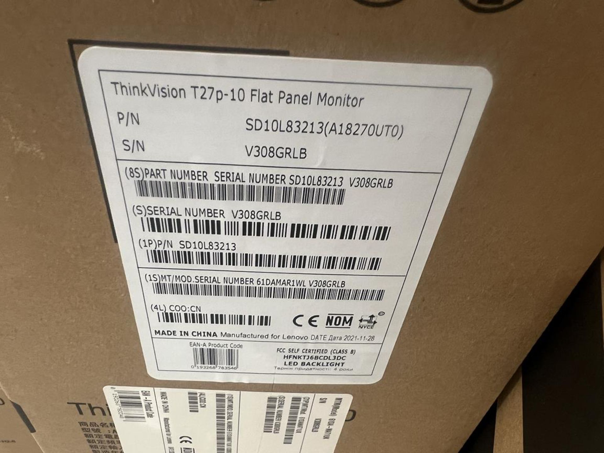 4x (no.) Lenovo, Thinkvision T27P-10 flat panel monitor (boxed) - Image 5 of 5