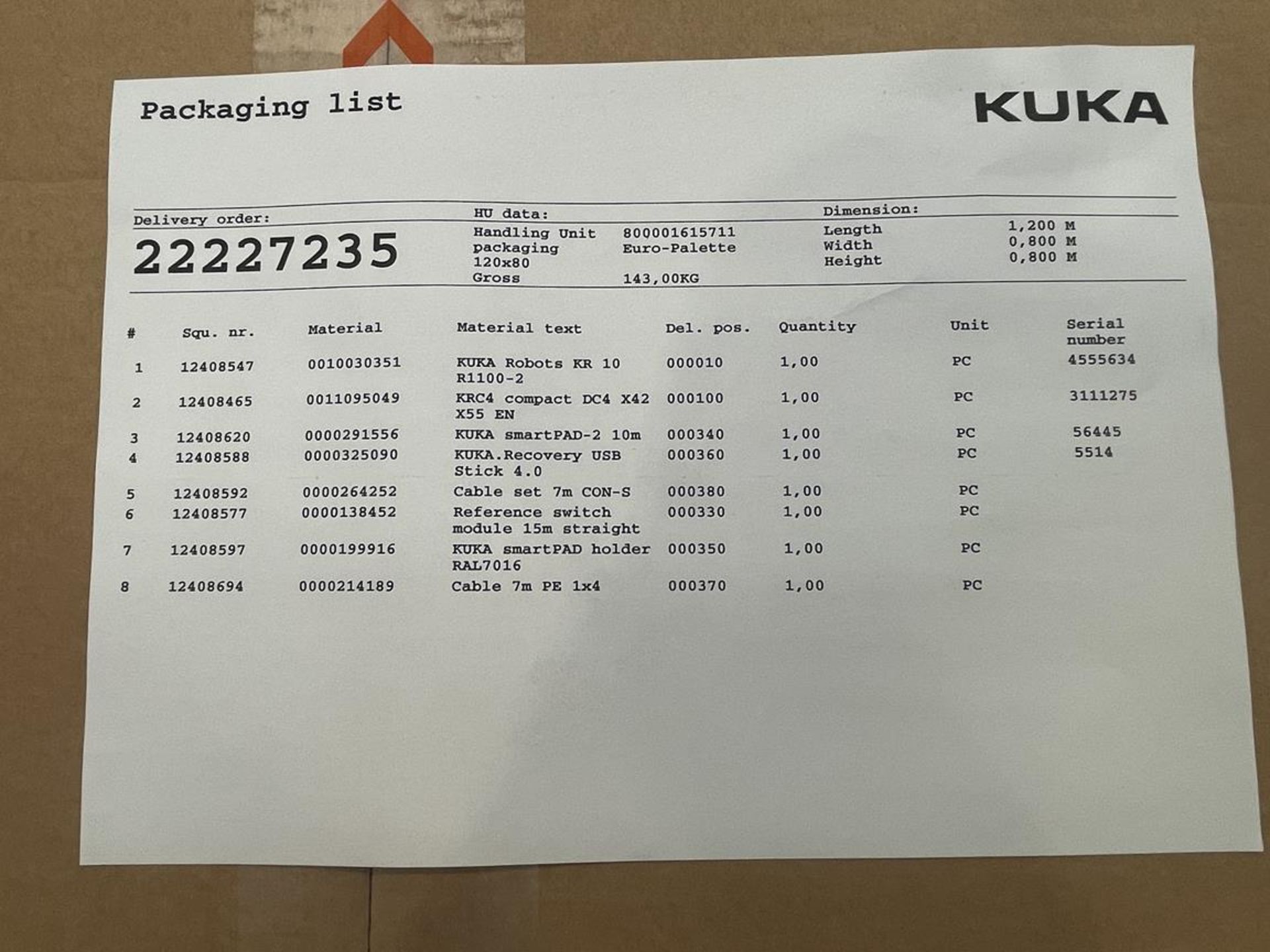 Kuka, KR10-R1100-2 six axis robot set comprising Kuka robot, KRC4 compact controller, Smart pad, cab - Image 3 of 3