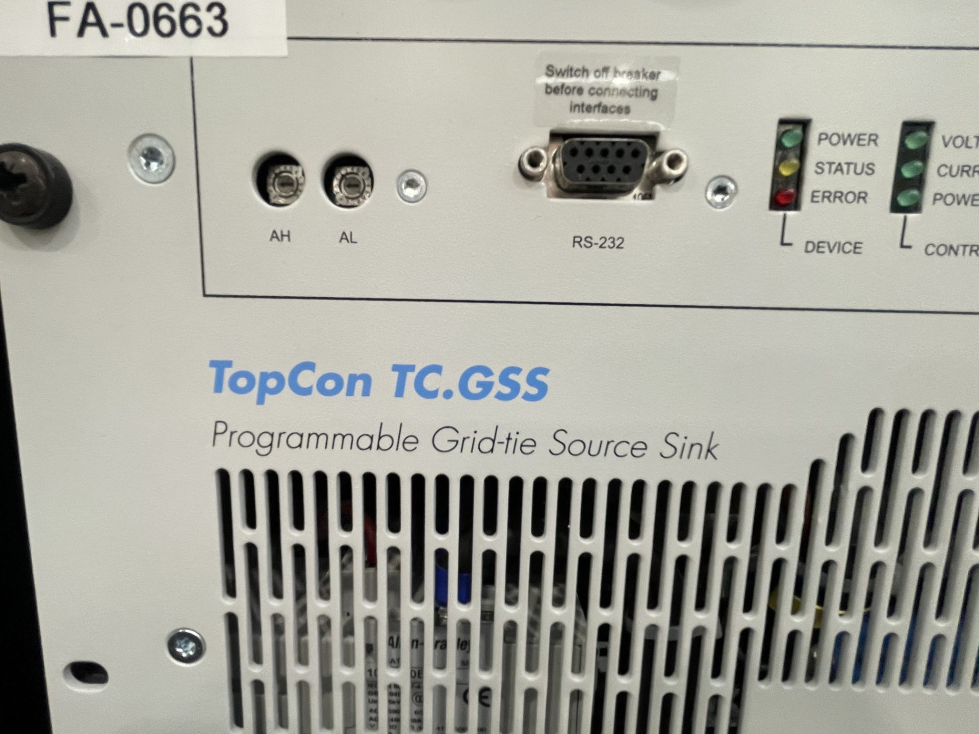 GSS battery test rig with 2x (no.) Topcon TC.GSS programmable grid-tie source sink units, AIM Tti QL - Image 3 of 7