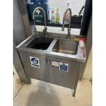 Stainless steel double inset sink unit, 950 x 550 x 900mm