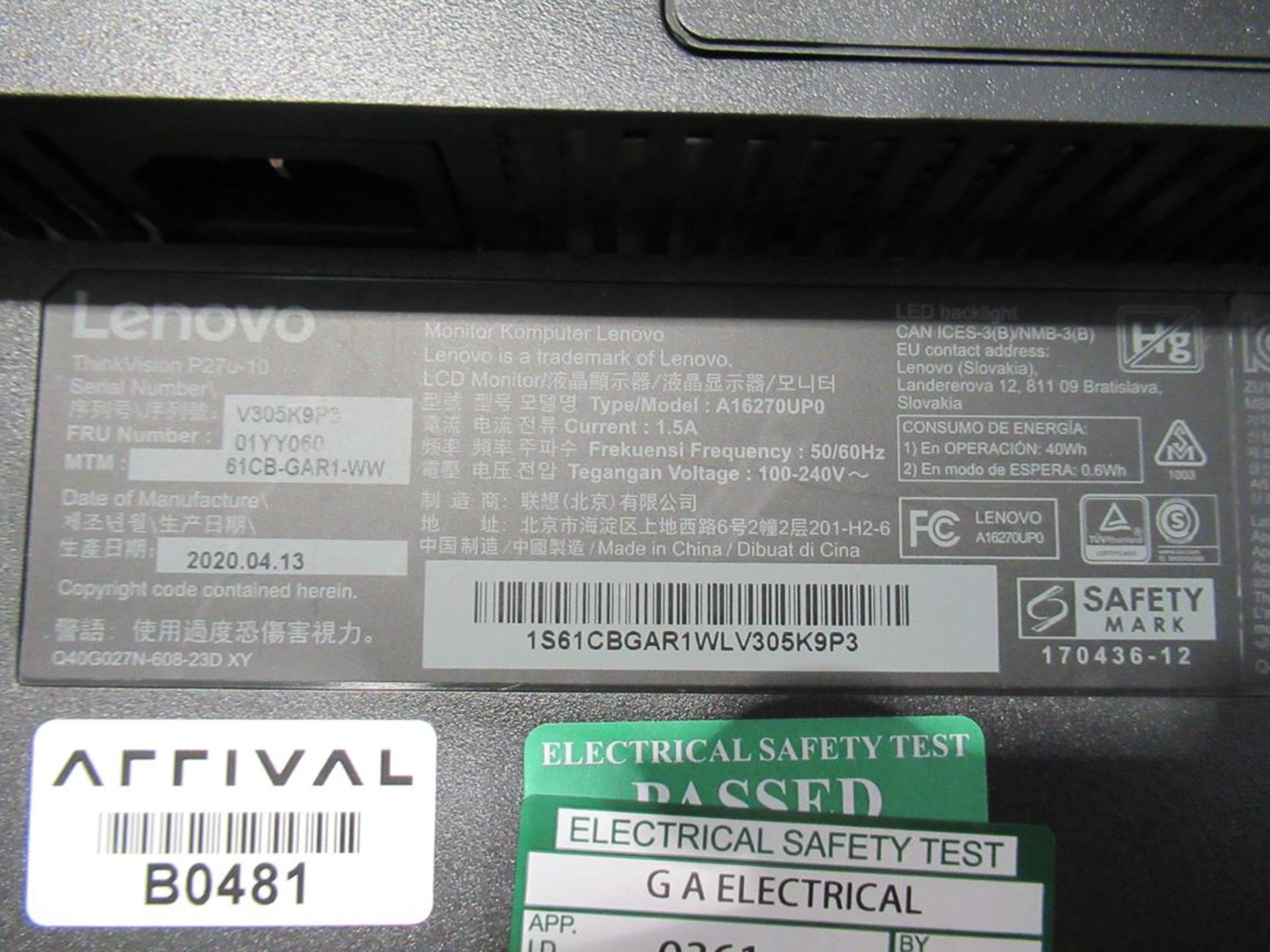 9x (no.) Lenovo, Thinkvision T27P LCD monitor - Image 5 of 15