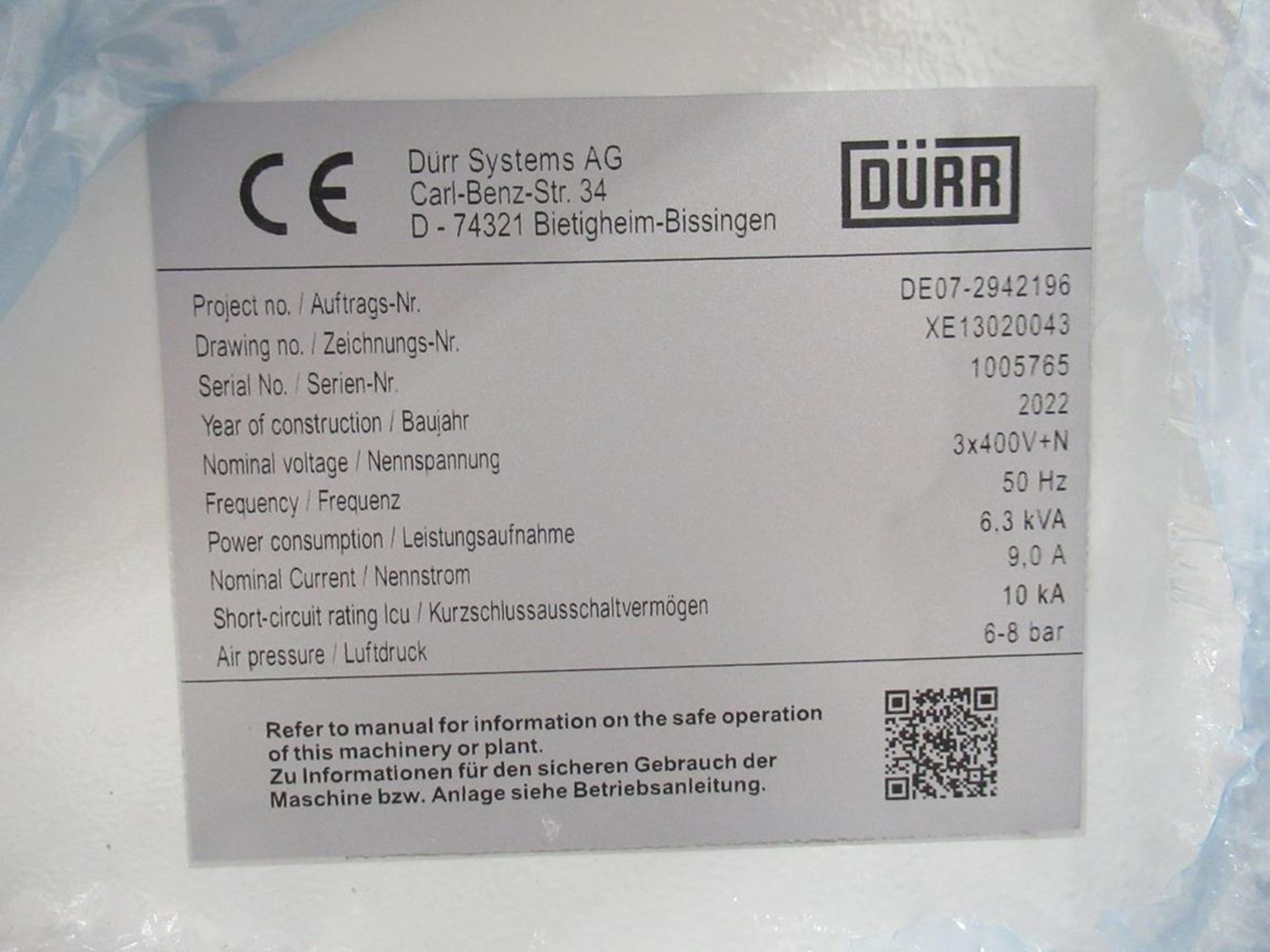 2x (no.) Durr, Ecoram 200 hydraulic barrel pumps, Serial No. DE1884462 (DOM: 2022) and DE1868133 (DO - Image 5 of 14