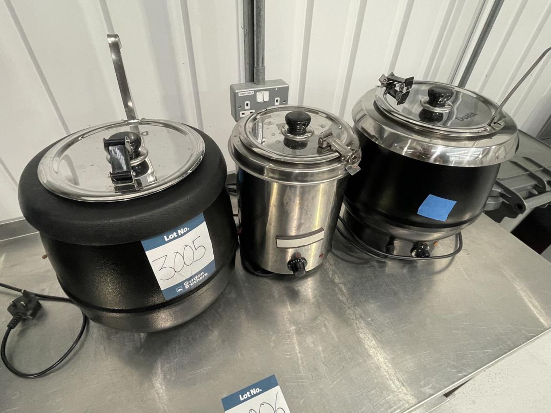 2x (no.) Dualit, L715 electric soup warming pans and an unbranded electric soup warming pan