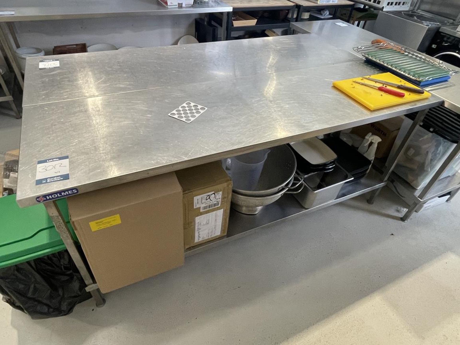 5x (no.) Holmes, stainless steel preparation tables, 2100 x 600 x 890mm approx. - Image 2 of 6