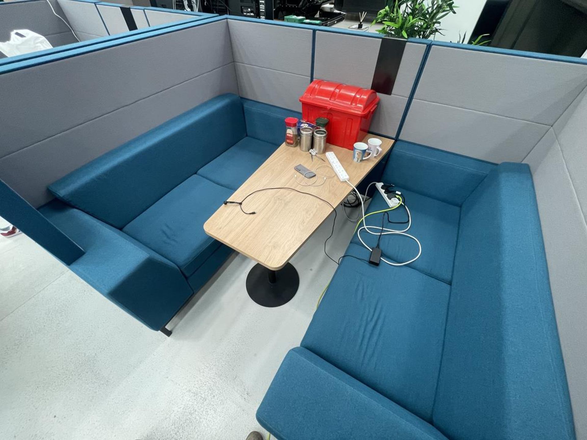 Sixteen3 Blue upholstered seating booth with wired table - Image 2 of 2