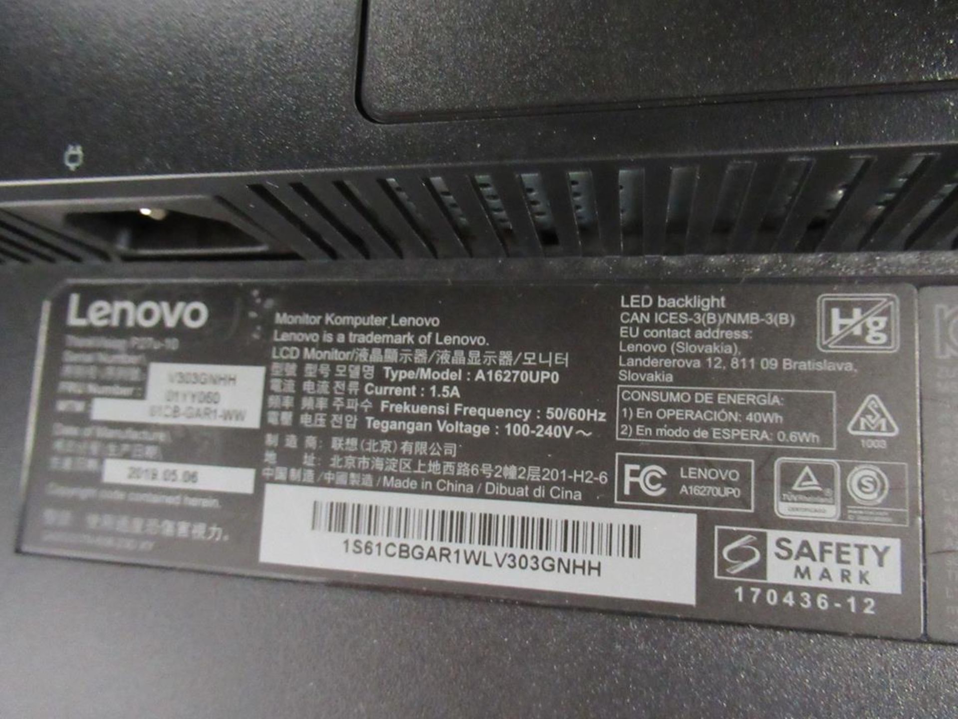 3x (no.) Lenovo, Thinkvision T27P LCD monitor - Image 6 of 10
