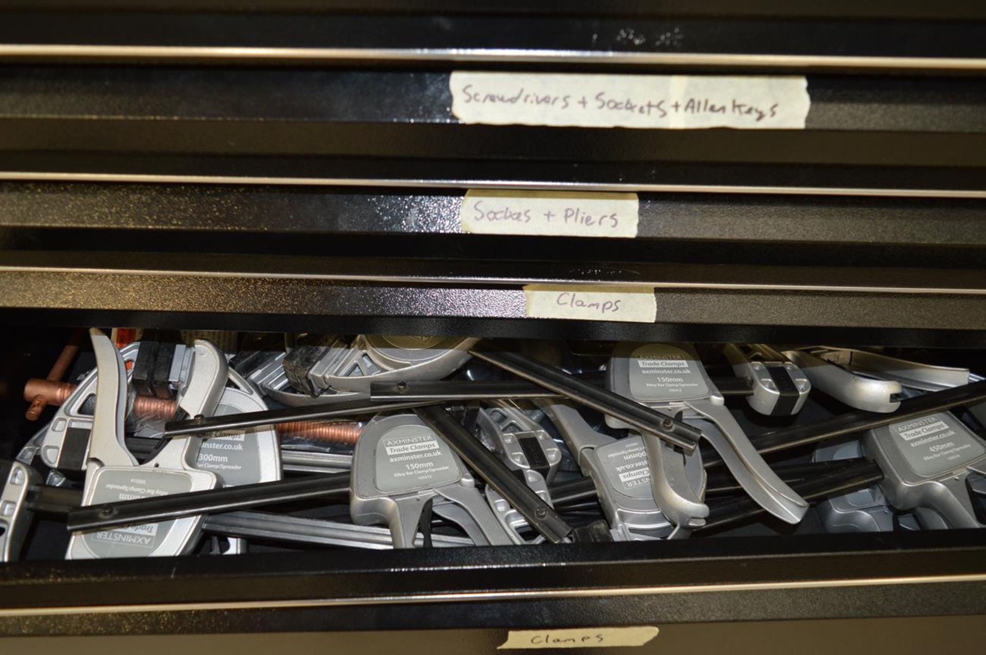 SGS, mobile multi-drawer tool chest slight damage partially tooled with worth socket set, measuremen - Image 6 of 6