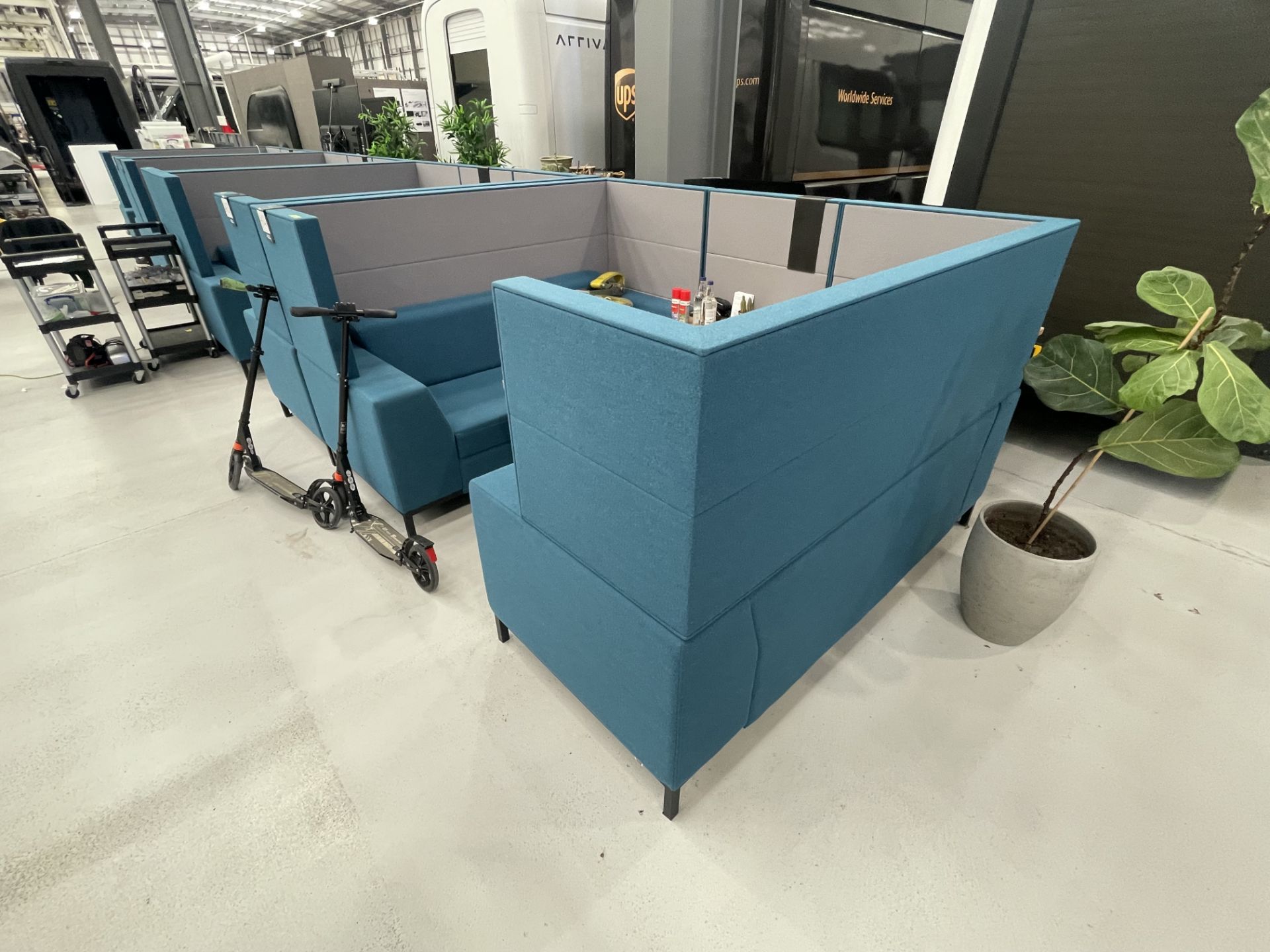 Sixteen3 Blue upholstered seating booth with wired table - Image 2 of 3