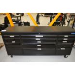 SGS, mobile multi-drawer tool chest slight damage partially tooled with worth socket set, measuremen