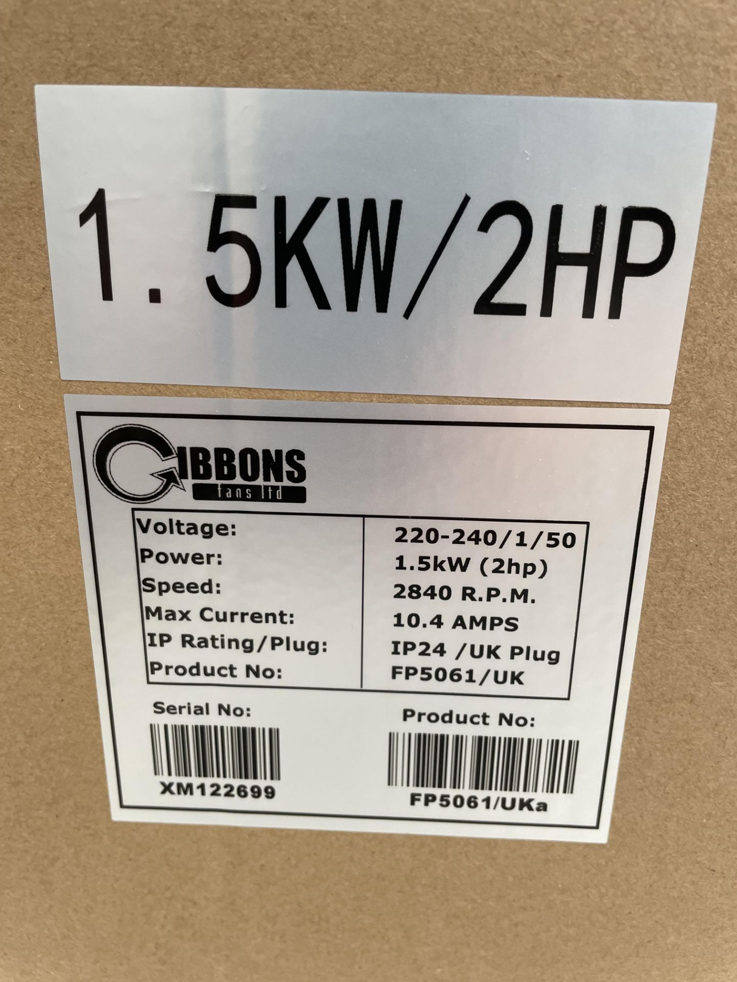 4x (no.) Gibbons, FPS061 blowers, 1.5kw/2HP (boxed and unused) - Image 2 of 2