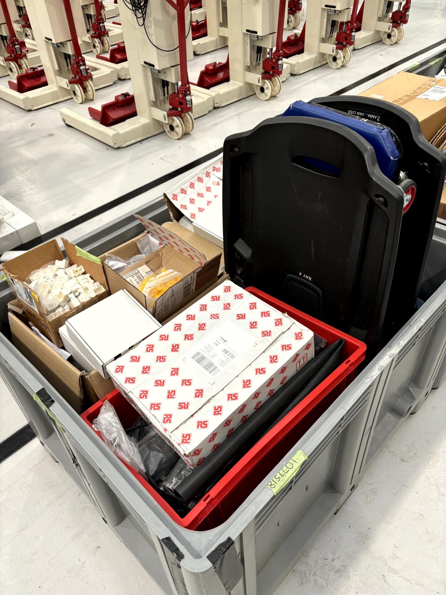 5x (no.) plastic pallet boxes with miscellaneous contents including cable reels - Image 6 of 6