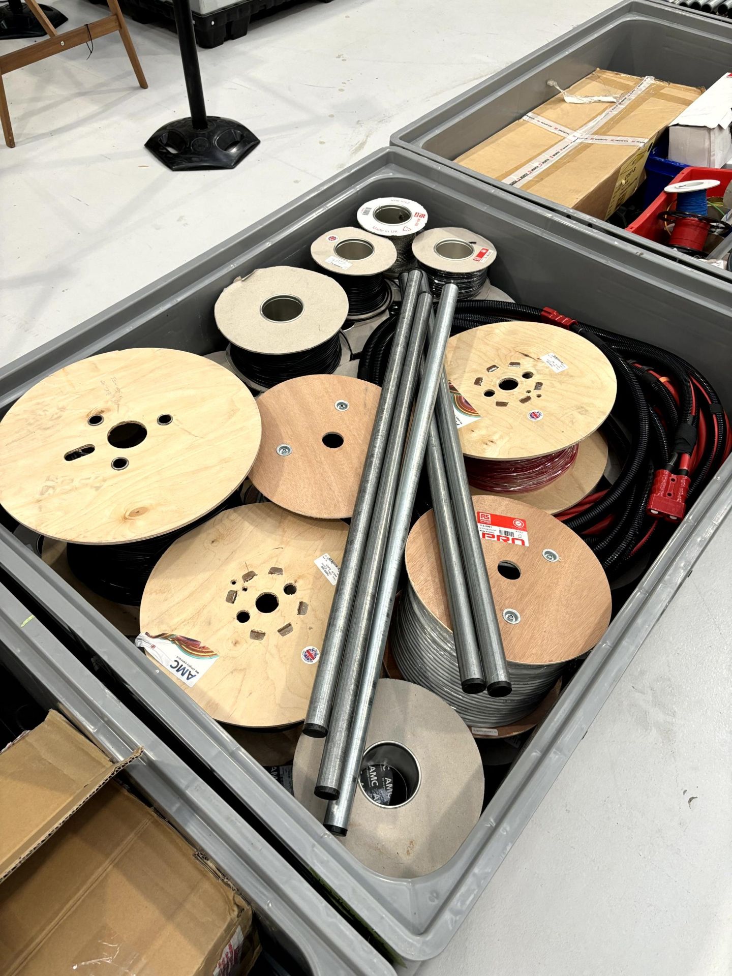 4x (no.) plastic pallet boxes with associated cable reels contents - Image 3 of 5