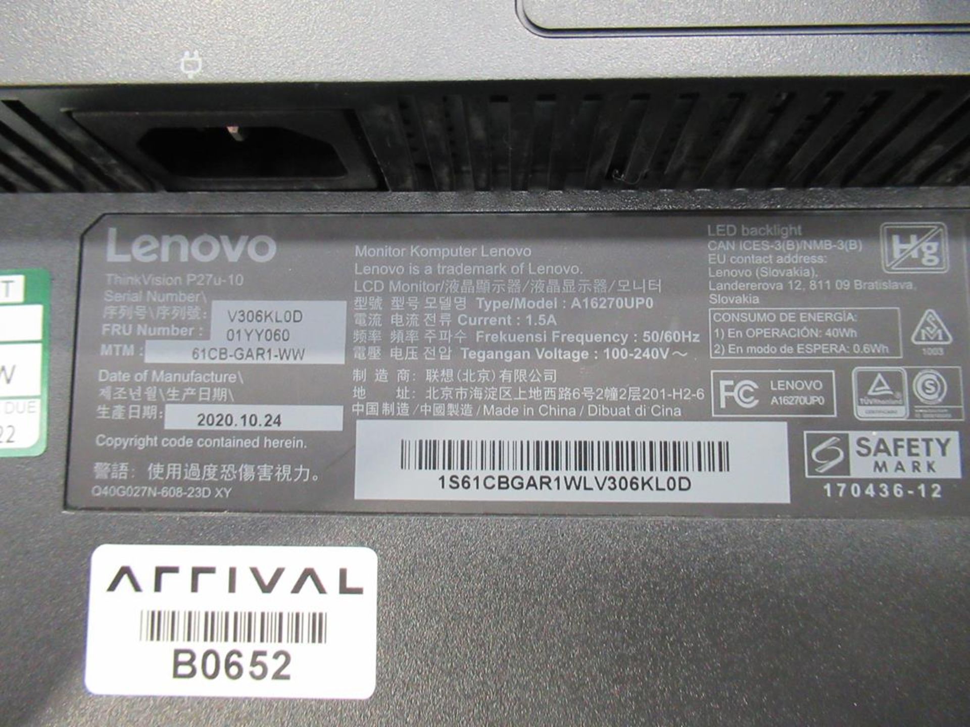 9x (no.) Lenovo, Thinkvision T27P LCD monitor - Image 6 of 15