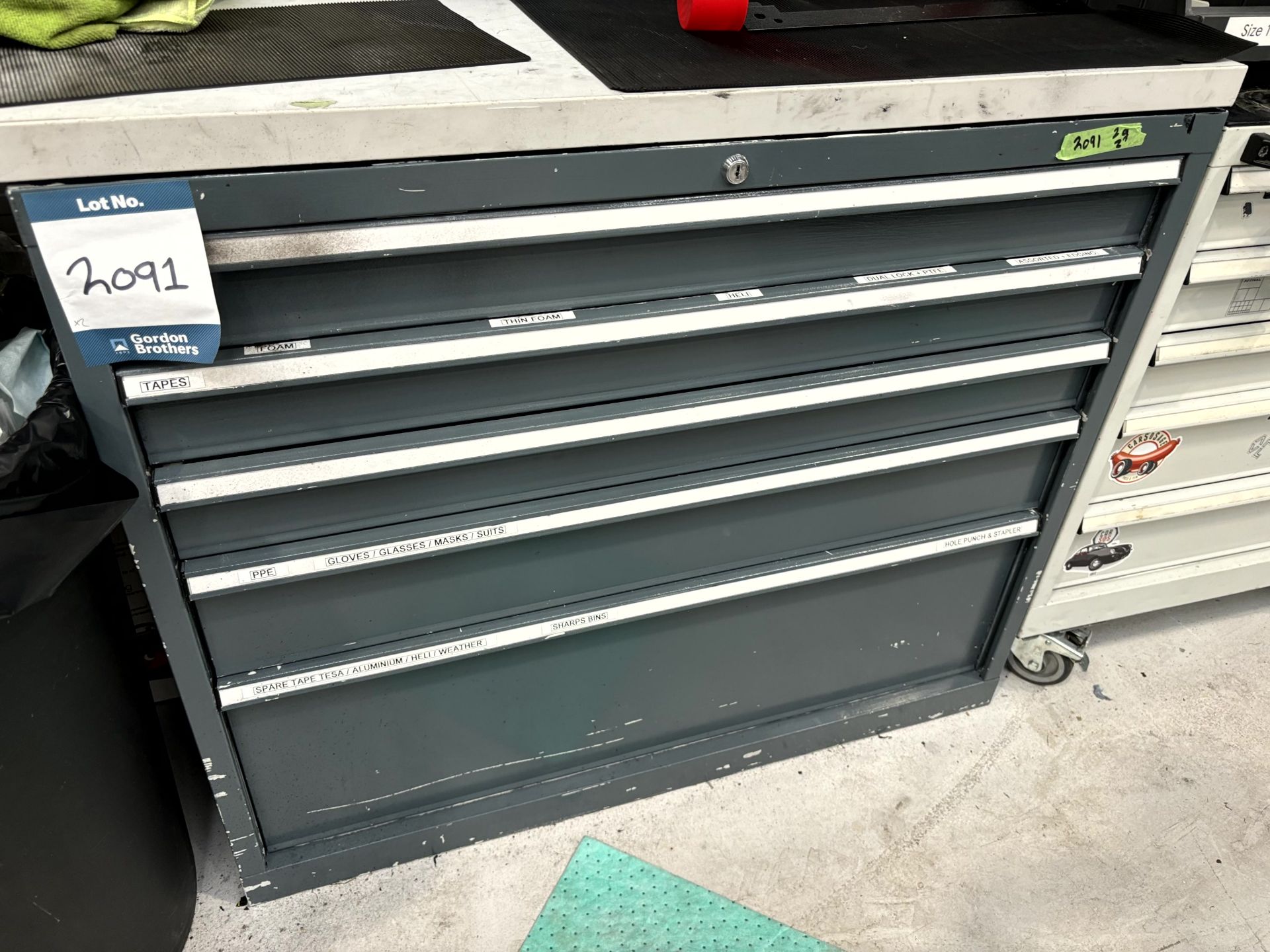 2x (no.) five drawer metal storage cabinets - Image 2 of 2