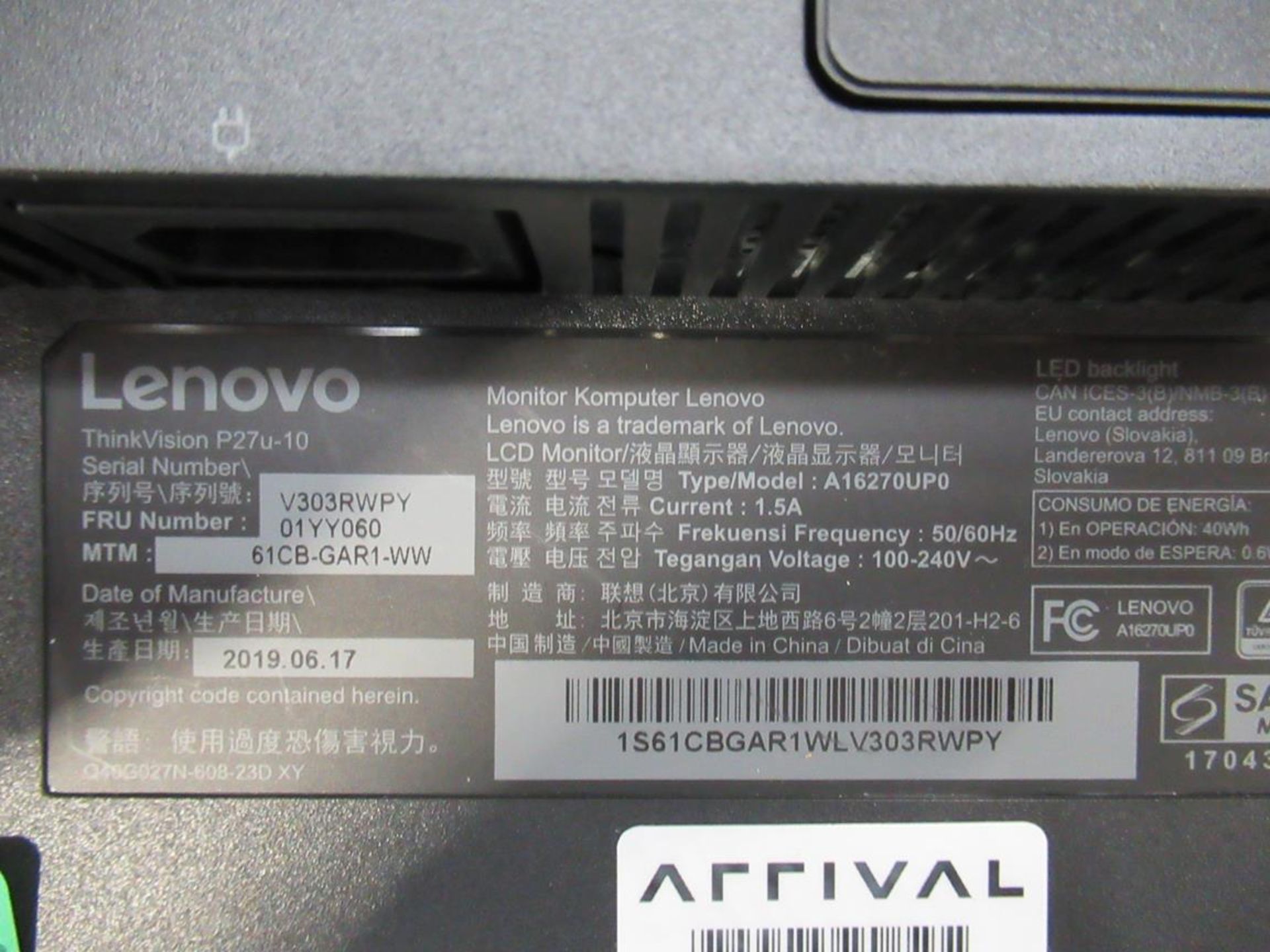 9x (no.) Lenovo, Thinkvision T27P LCD monitor - Image 7 of 15