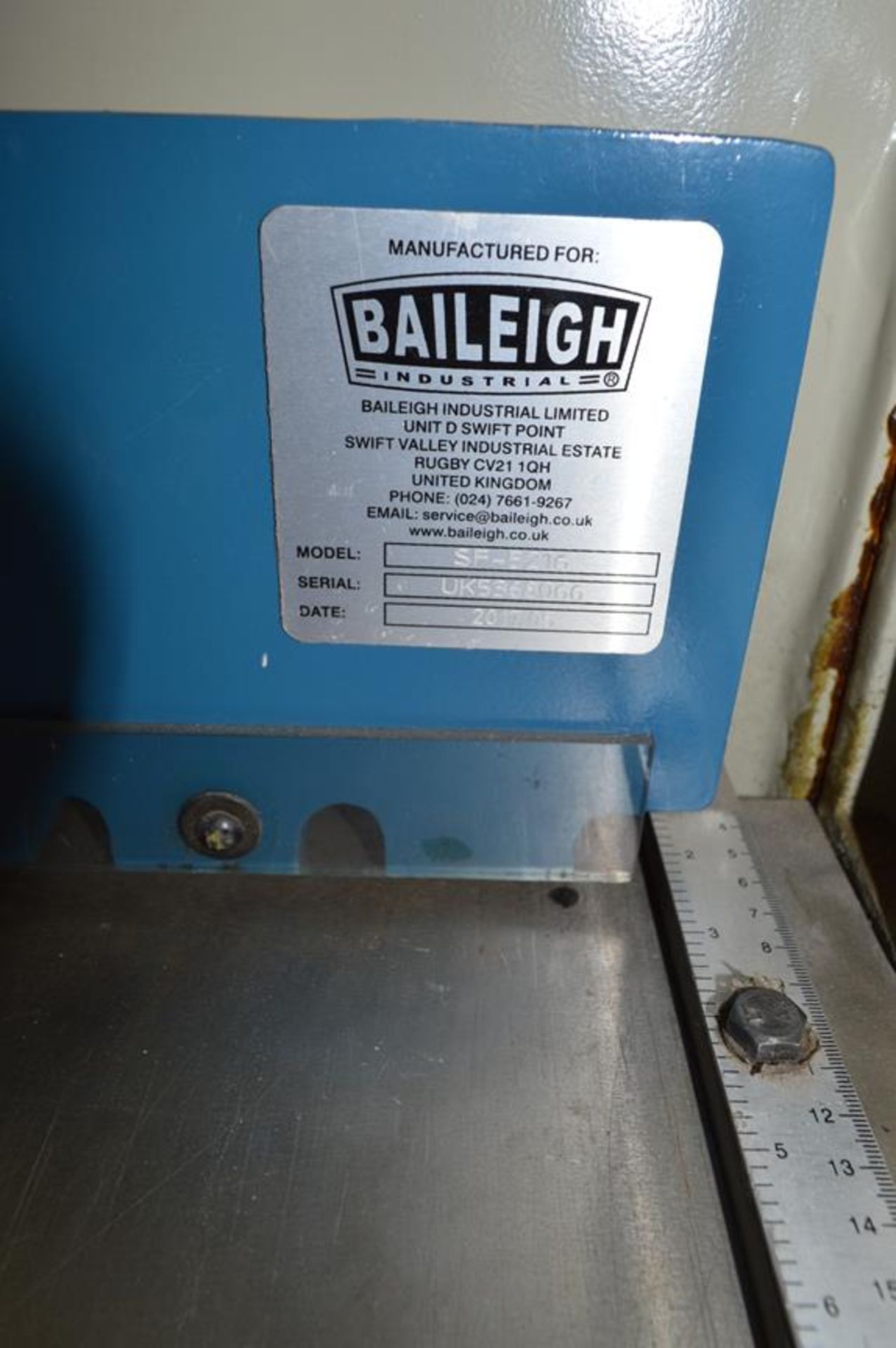 Baileigh, SF5216 manual folder, Serial No. UK5368066 (DOM: 2017) - Image 5 of 5
