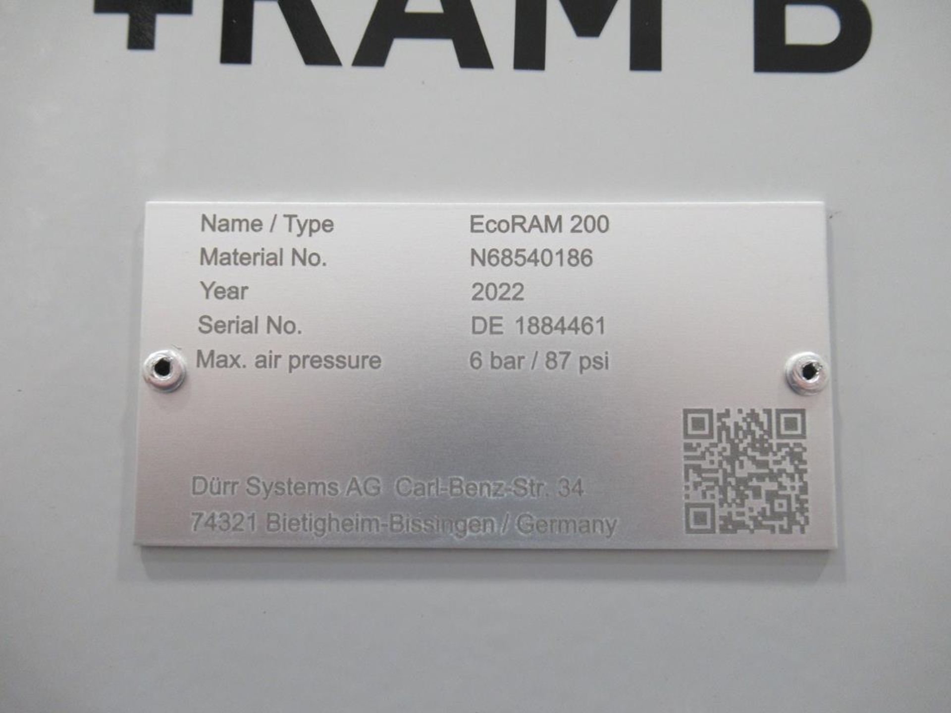 2x (no.) Durr, Ecoram 200 hydraulic barrel pumps, Serial No. DE1884463 (DOM: 2022) and DE1884461 (DO - Image 9 of 13