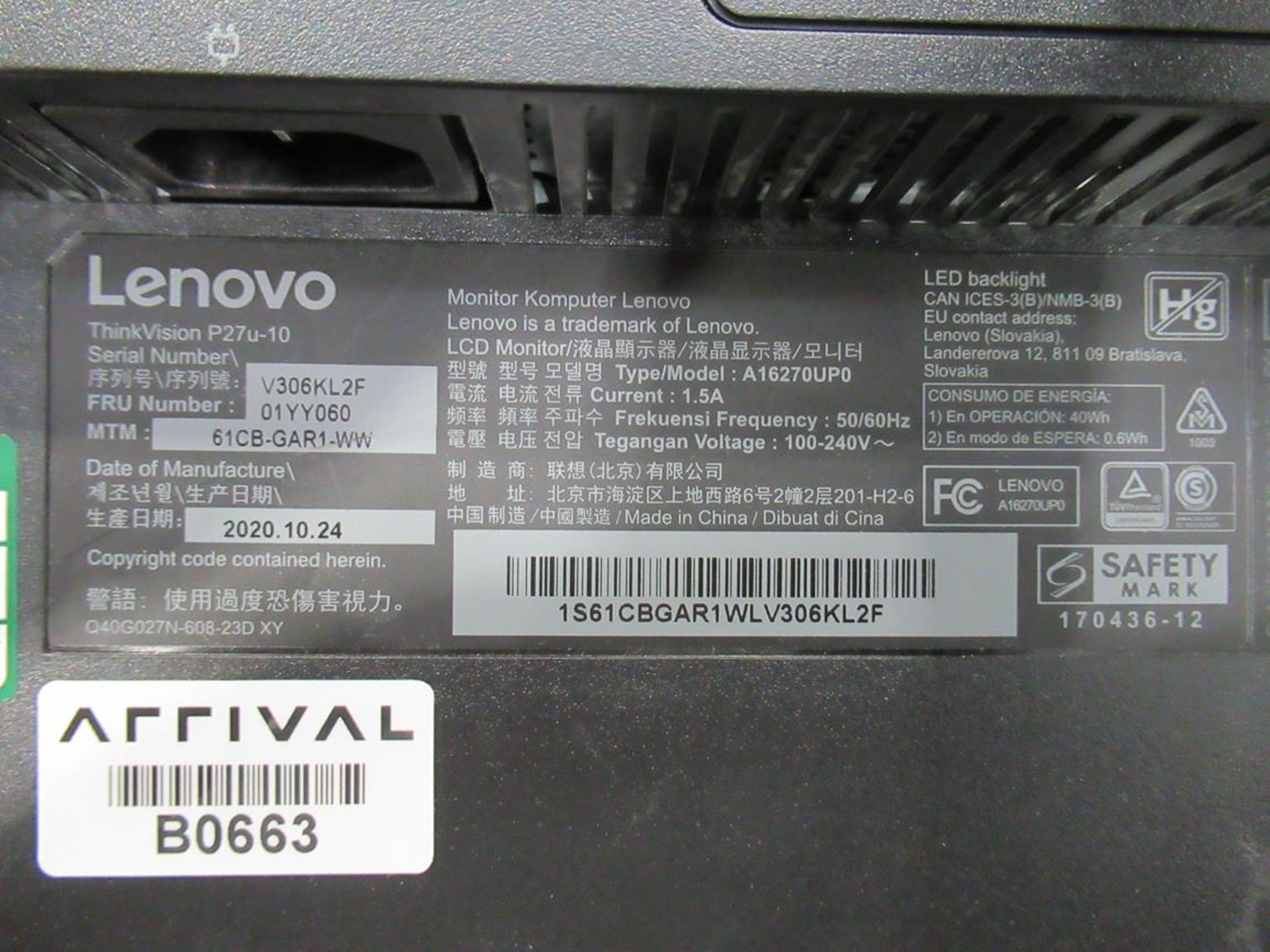 9x (no.) Lenovo, Thinkvision T27P LCD monitor - Image 4 of 15