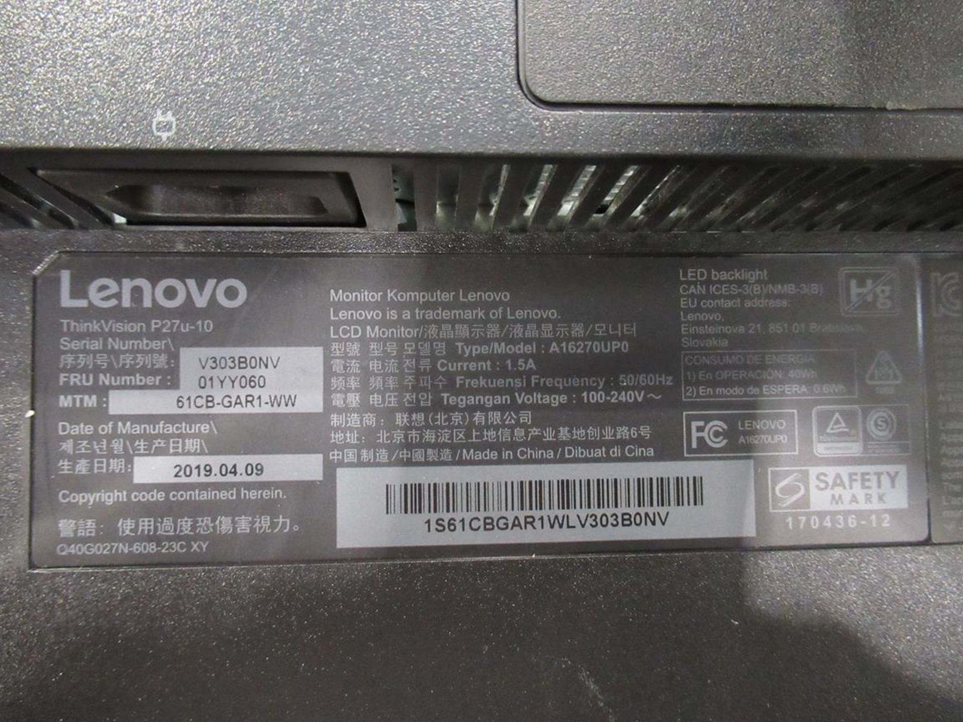 9x (no.) Lenovo, Thinkvision T27P LCD monitor - Image 4 of 14