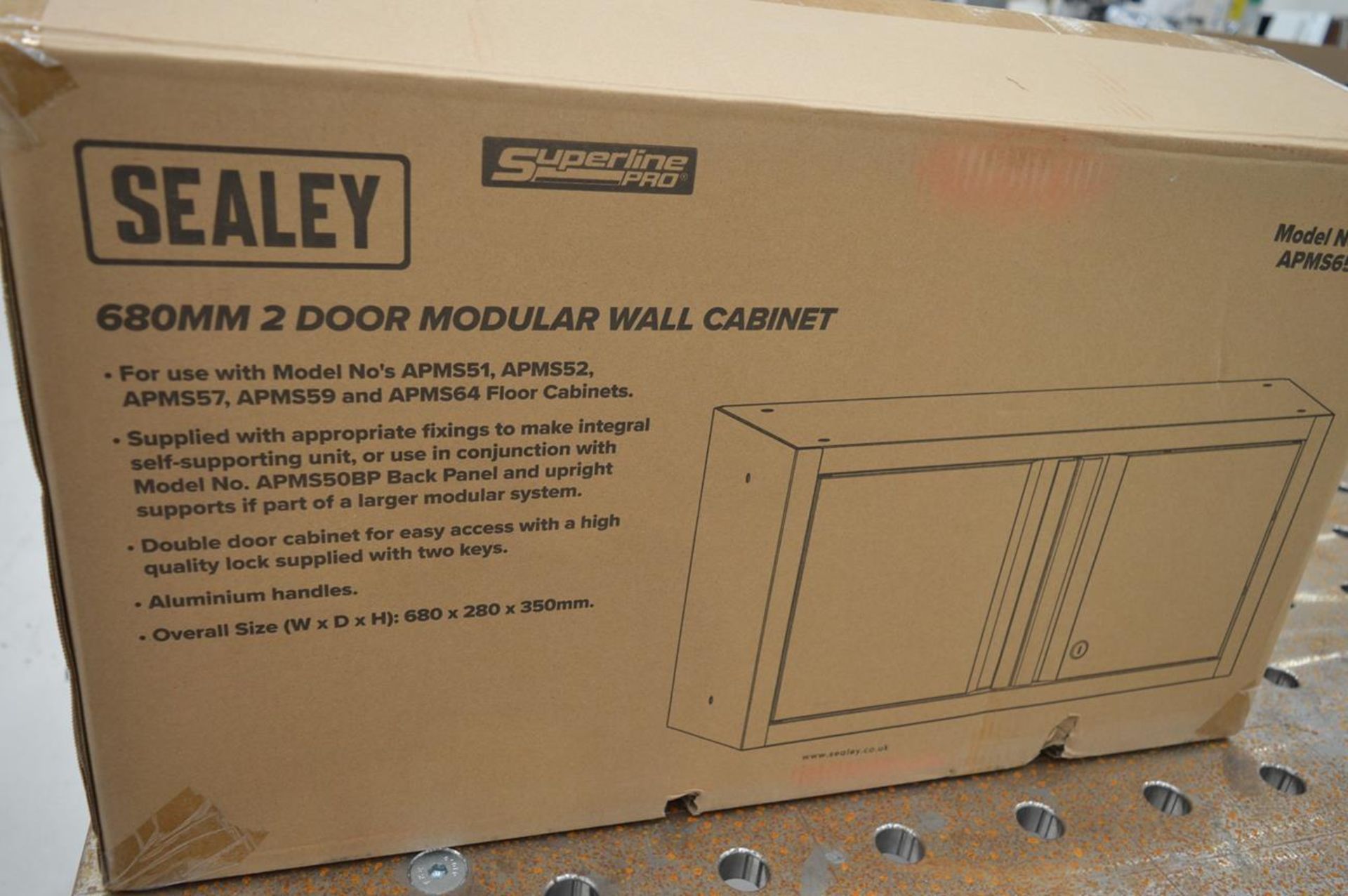 3x (no.) Sealey, 680 two door modular wall cabinets (boxed) - Image 2 of 2