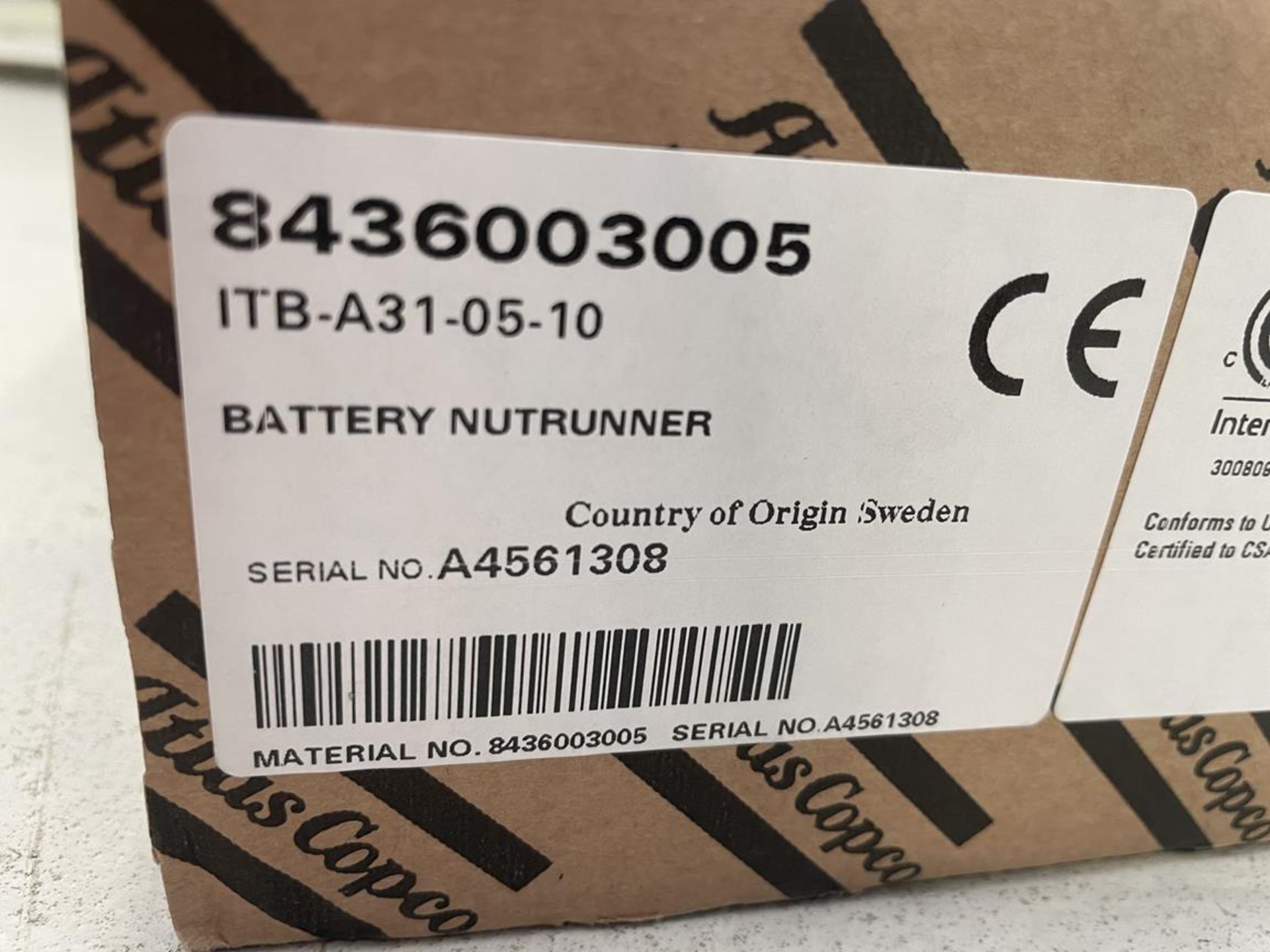Atlas Copco, ITB-A31-05-10 battery nut runner (boxed and unused) - Image 2 of 2