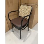 4x (no.) boxes tan rattan back chairs with arms (one chair per box)