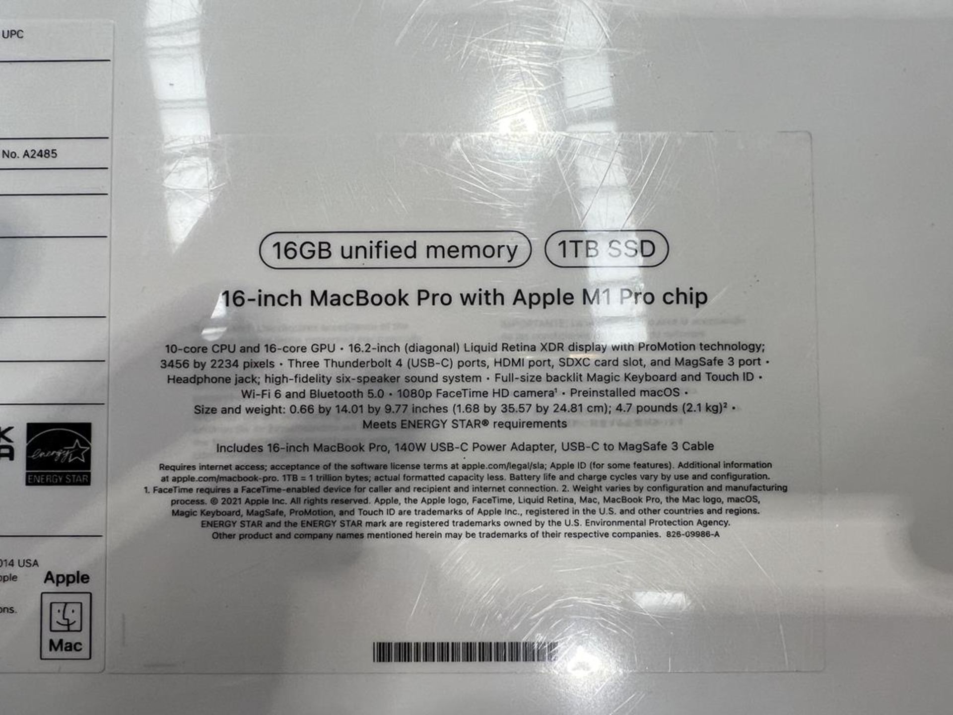 Apple, MacBook Pro 16" M1 Pro chip (factory sealed) - Image 2 of 3