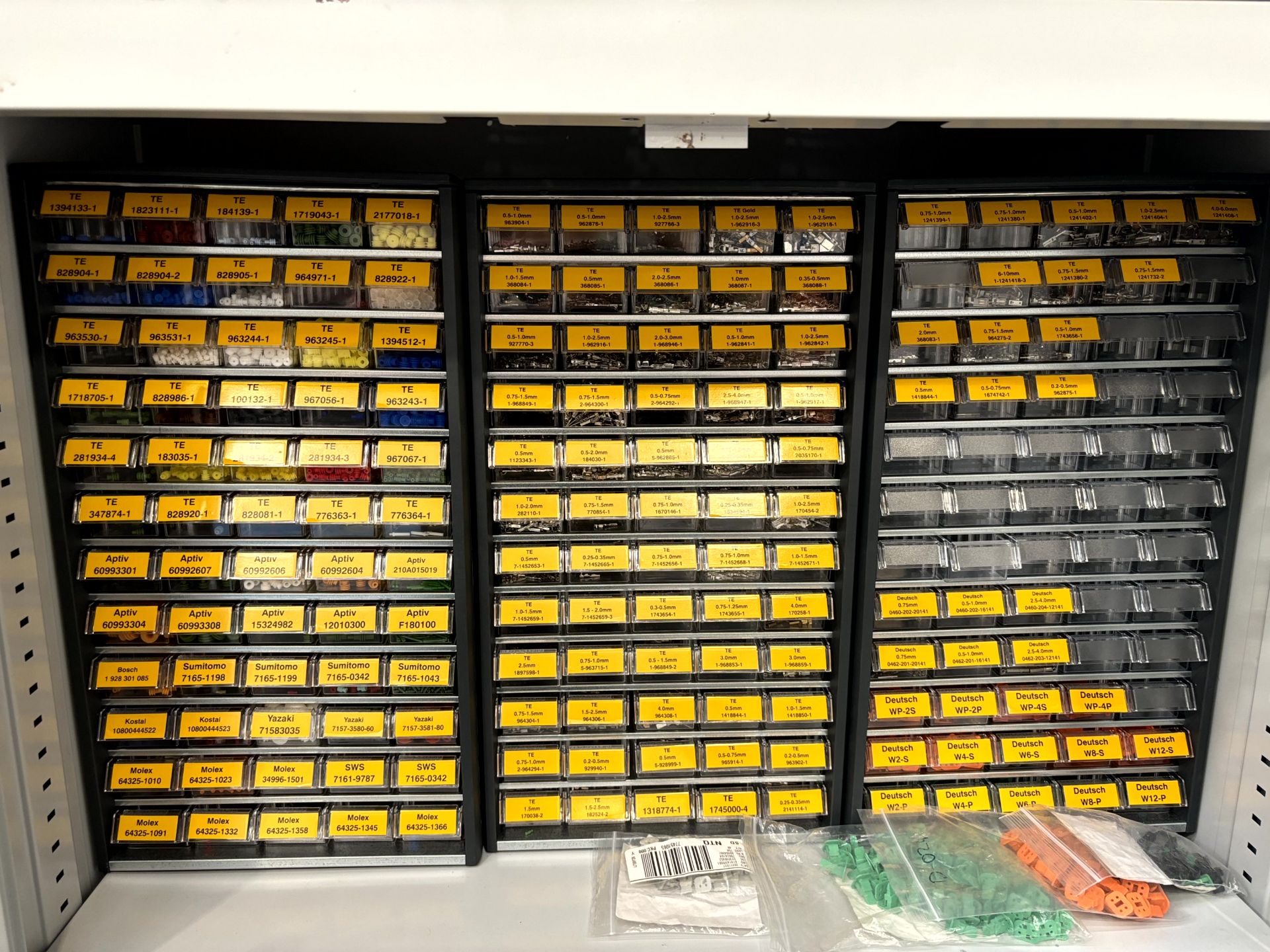 4x (no.) steel double door cupboards with keys together and a large quantity of electrical component - Image 8 of 9