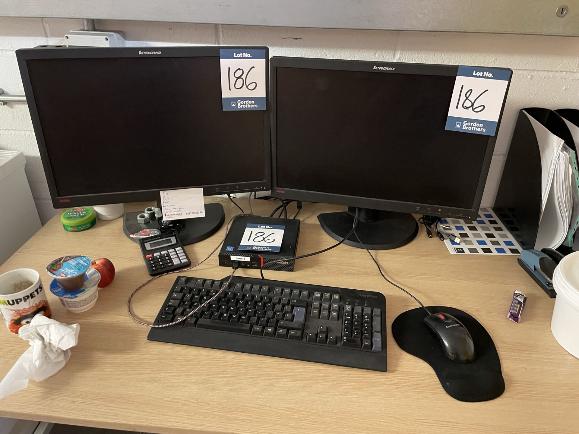 Lenova, Thinkcentre terminal, 2x (no.) Lenovo monitors, keyboard and mouse