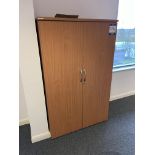 3x (no.) tall light oak veneer double door cupboards