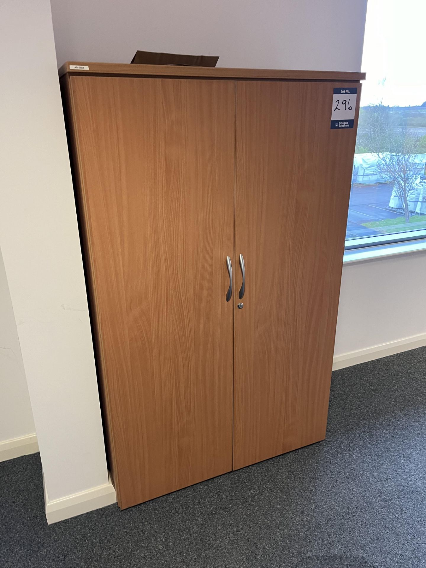 3x (no.) tall light oak veneer double door cupboards