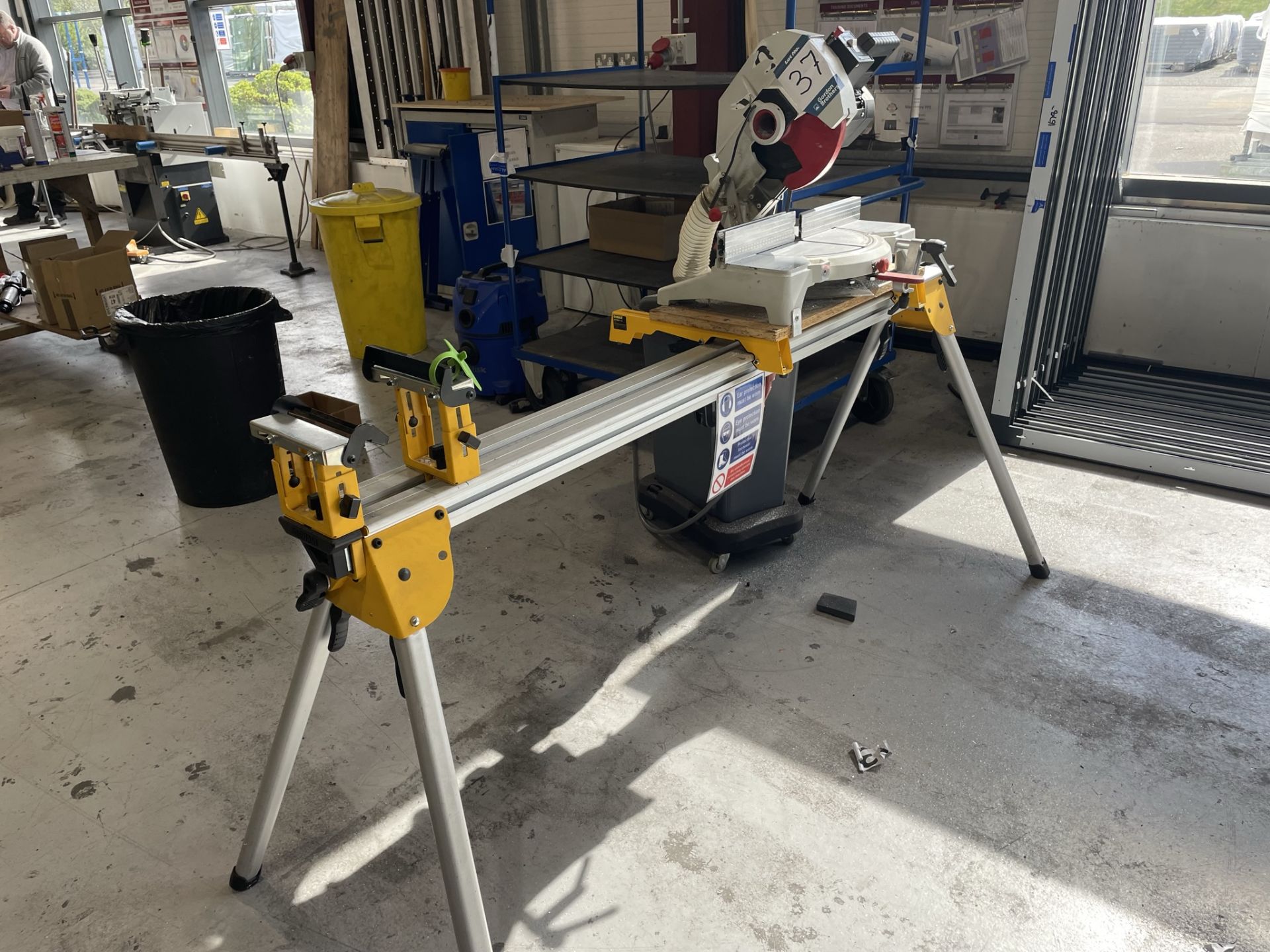 Pegic, R250 mitre cut off saw, Serial No. - (DOM: 2013) with aluminium feed stand and swarf bin - Bild 3 aus 4