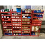 4x (no.) ten tier small components storage racks and contents of fixings, as lotted together with