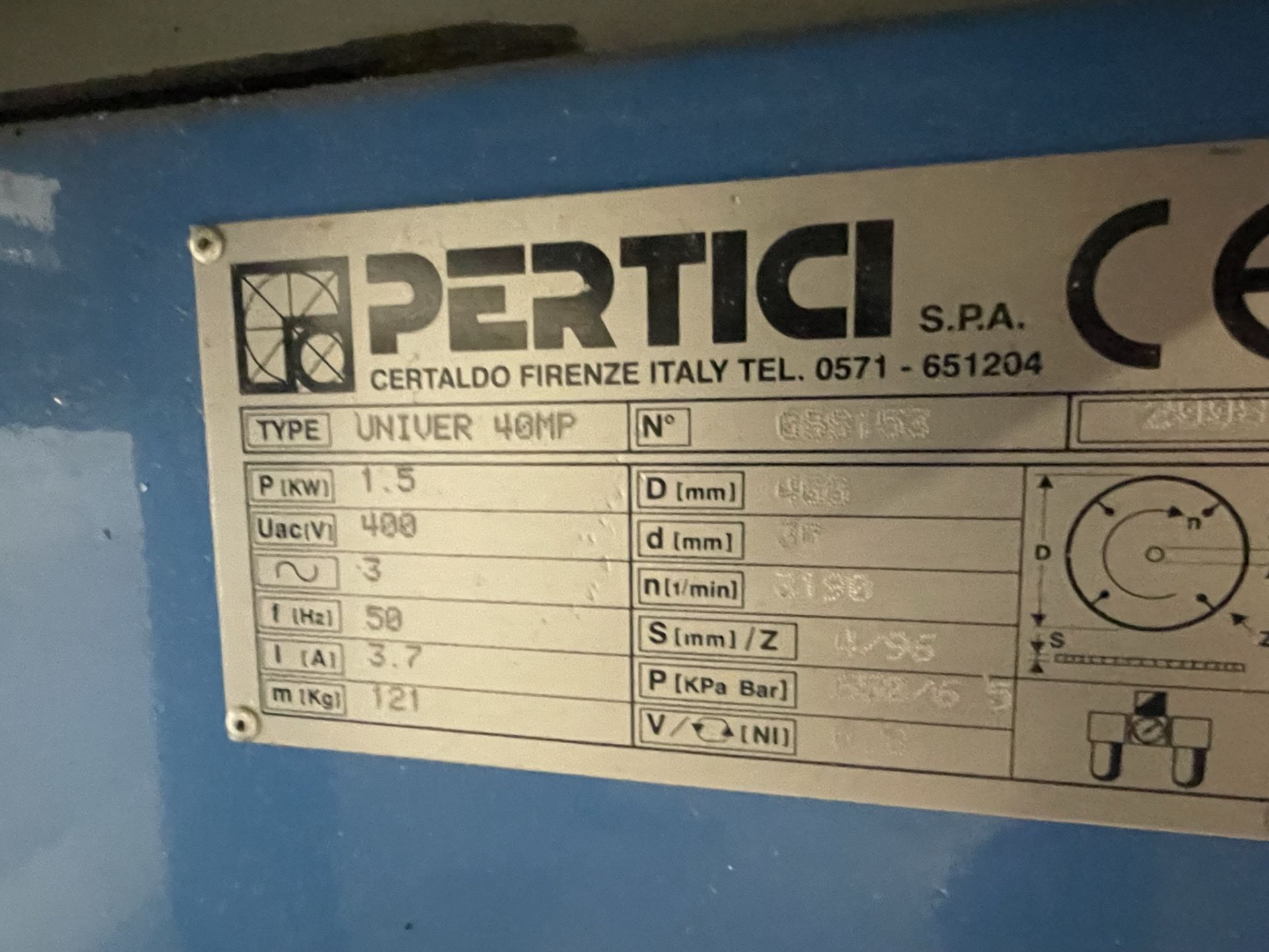 Pertici, Univer 40MP mitre cut off saw, Serial No. 089153 (DOM: 2008) and Pertici, Univer Visual/ - Image 7 of 7