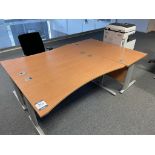 2x (no.) curved front desks, 3x (no.) rectangular desks and 3x (no.) operators chairs