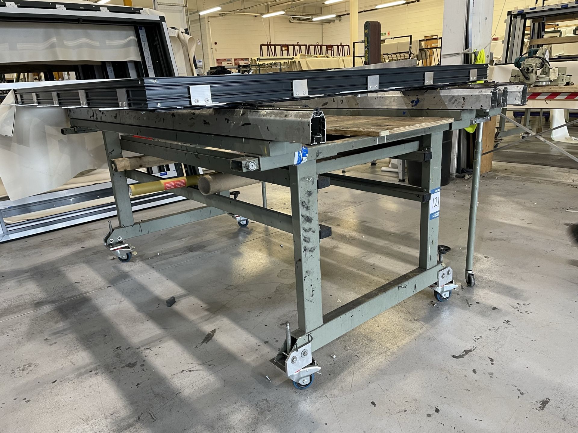 Mobile/expandable window frame fabrication bench, 2000 x 1400mm approx. (excluding contents) - Image 2 of 2