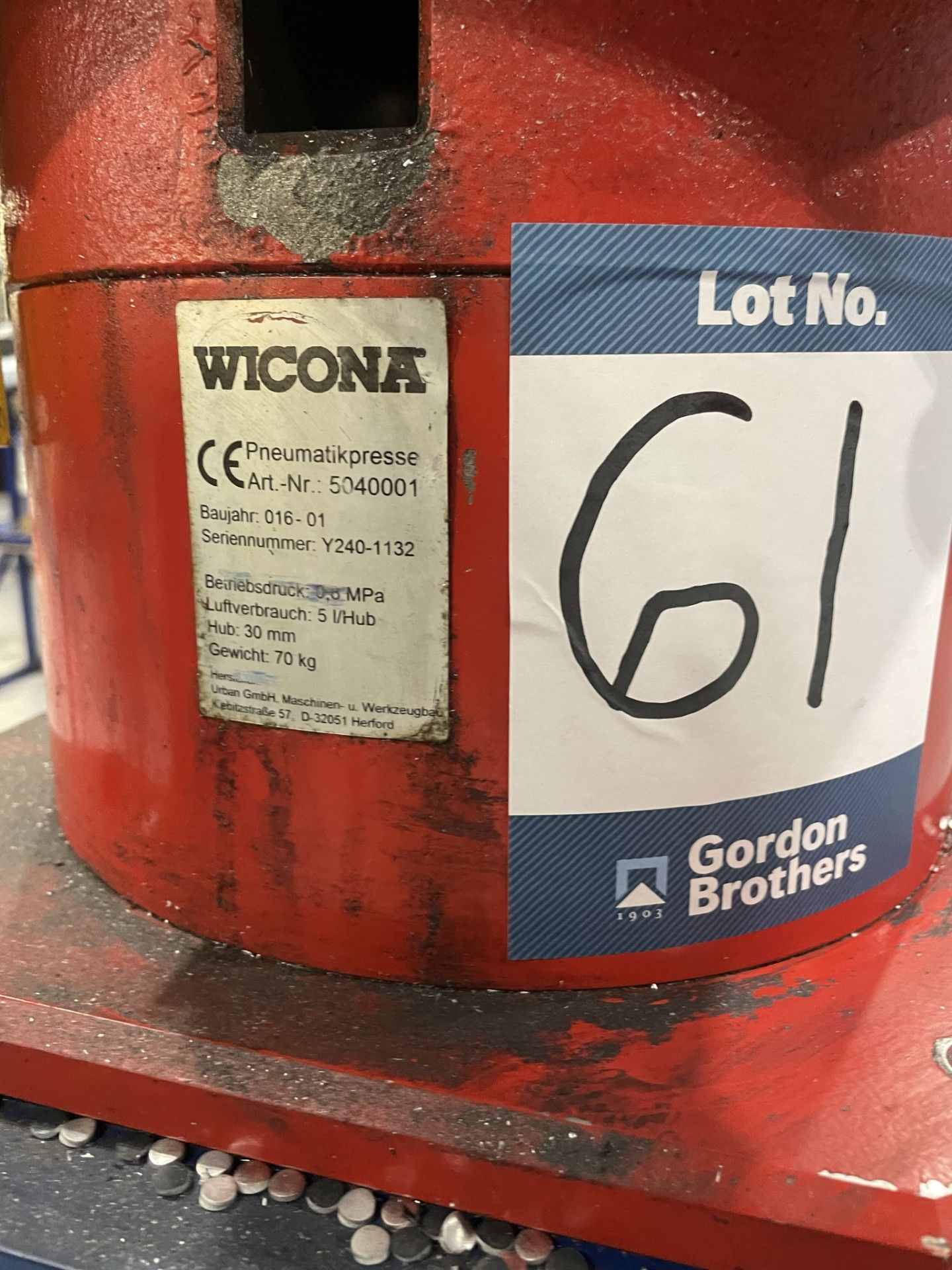 Wicona, 5040001 pneumatic press, Serial No. Y240-1132 (DOM: 2016) with Wicona 594001A, 5940038 and - Image 4 of 4